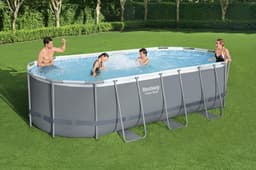 Bovengronds zwembad Power Steel bovengrondse ovale set van 549x274x122 cm donkergrijs Bestway 3