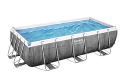 Bovengronds zwembad Power Steel bovengrondse rechthoekige set van 404x201x100 cm donkergrijs rotaneffect Bestway 1