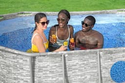 Bovengronds zwembad Power Steel Swim Vista bovengrondse ovale set van 427x250x100 cm met steenmotief Bestway 5