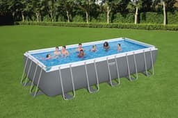 Bovengronds zwembad Power Steel Bovengrondse rechthoekige set van 640x274x132 cm donkergrijs Bestway 3