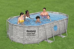 Bovengronds zwembad Power Steel Swim Vista bovengrondse ovale set van 427x250x100 cm met steenmotief Bestway 3