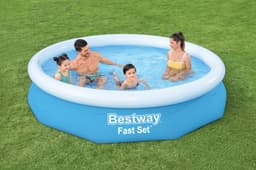 Bovengronds zwembad Fast Set bovengronds rond opblaasbaar zwembad van 305x66 cm blauw Bestway 4