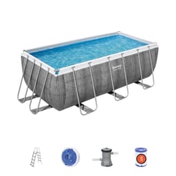 Bovengronds zwembad Power Steel bovengrondse rechthoekige set van 412x201x122 cm donkergrijs rotaneffect Bestway 2