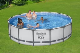 Bovengronds zwembad Steel Pro MAX bovengronds rond set van 457x107 cm lichtgrijs Bestway 4