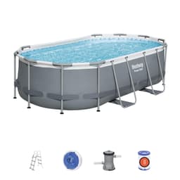 Bovengronds zwembad Power Steel bovengrondse ovale set van 427x250x100 cm donkergrijs Bestway 2