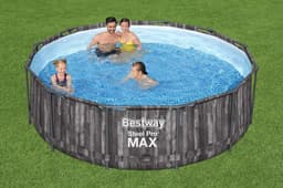 Bovengronds zwembad Steel Pro MAX ronde set van 366x100 cm donker houteffect Bestway 4