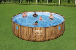 Bovengronds zwembad Power Steel Swim Vista bovengrondse ronde set van 488x122 cm licht houteffect Bestway 3