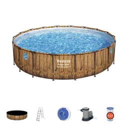 Bovengronds zwembad Power Steel Swim Vista bovengrondse ronde set van 549x122 cm licht houteffect Bestway 2