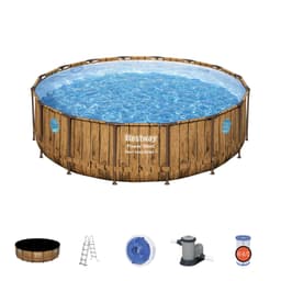 Bovengronds zwembad Power Steel Swim Vista bovengrondse ronde set van 488x122 cm licht houteffect Bestway 2