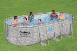 Bovengronds zwembad Power Steel Swim Vista bovengrondse ovale set van 549x274x122 cm steenmotief Bestway 3