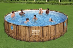 Bovengronds zwembad Power Steel Swim Vista bovengrondse ronde set van 549x122 cm licht houteffect Bestway 4