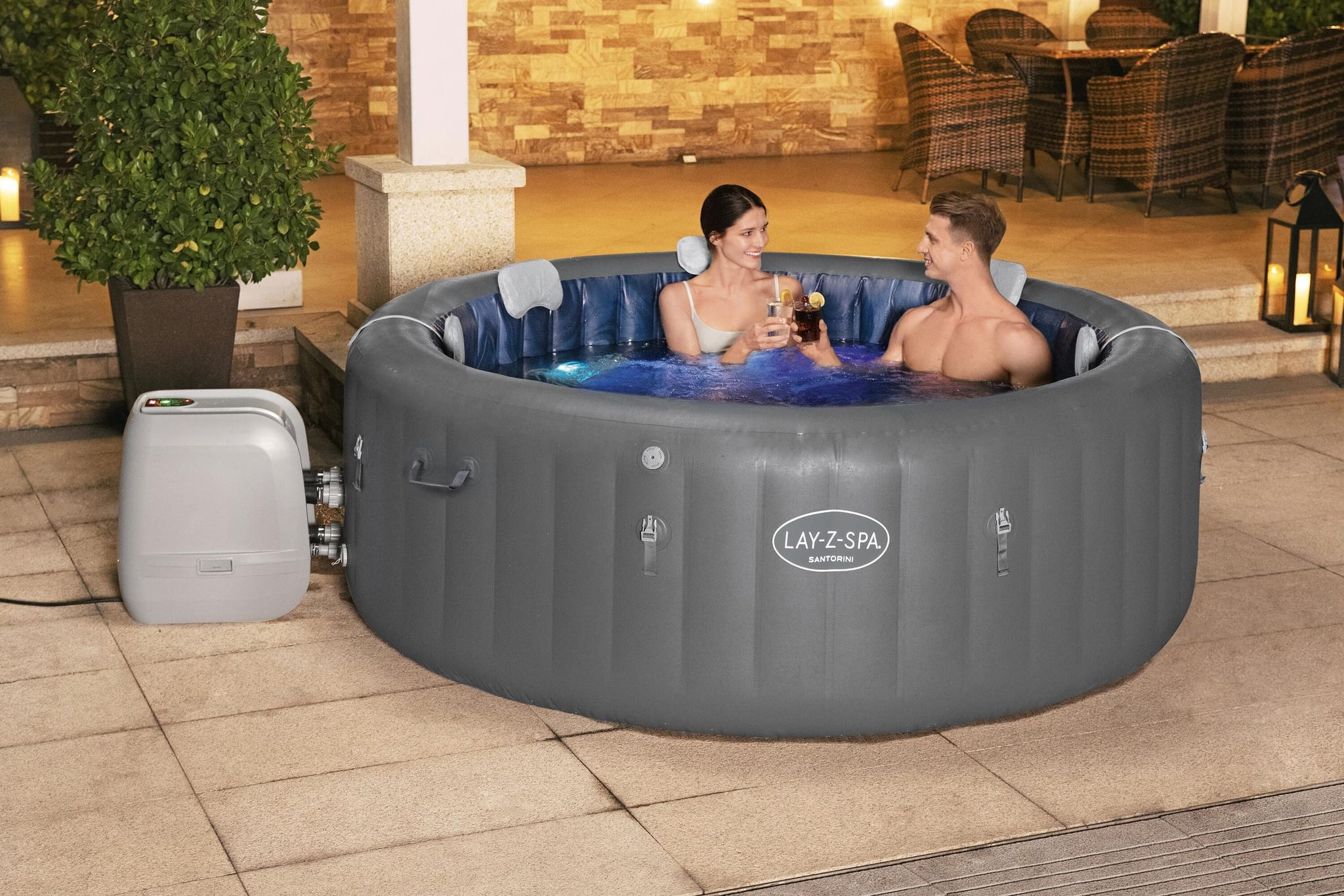 Opblaasbare bubbelbaden Lay-Z Spa Lay-Z-Spa Santorini HydroJet Pro opblaasbare spa 5-7 personen Bestway 17