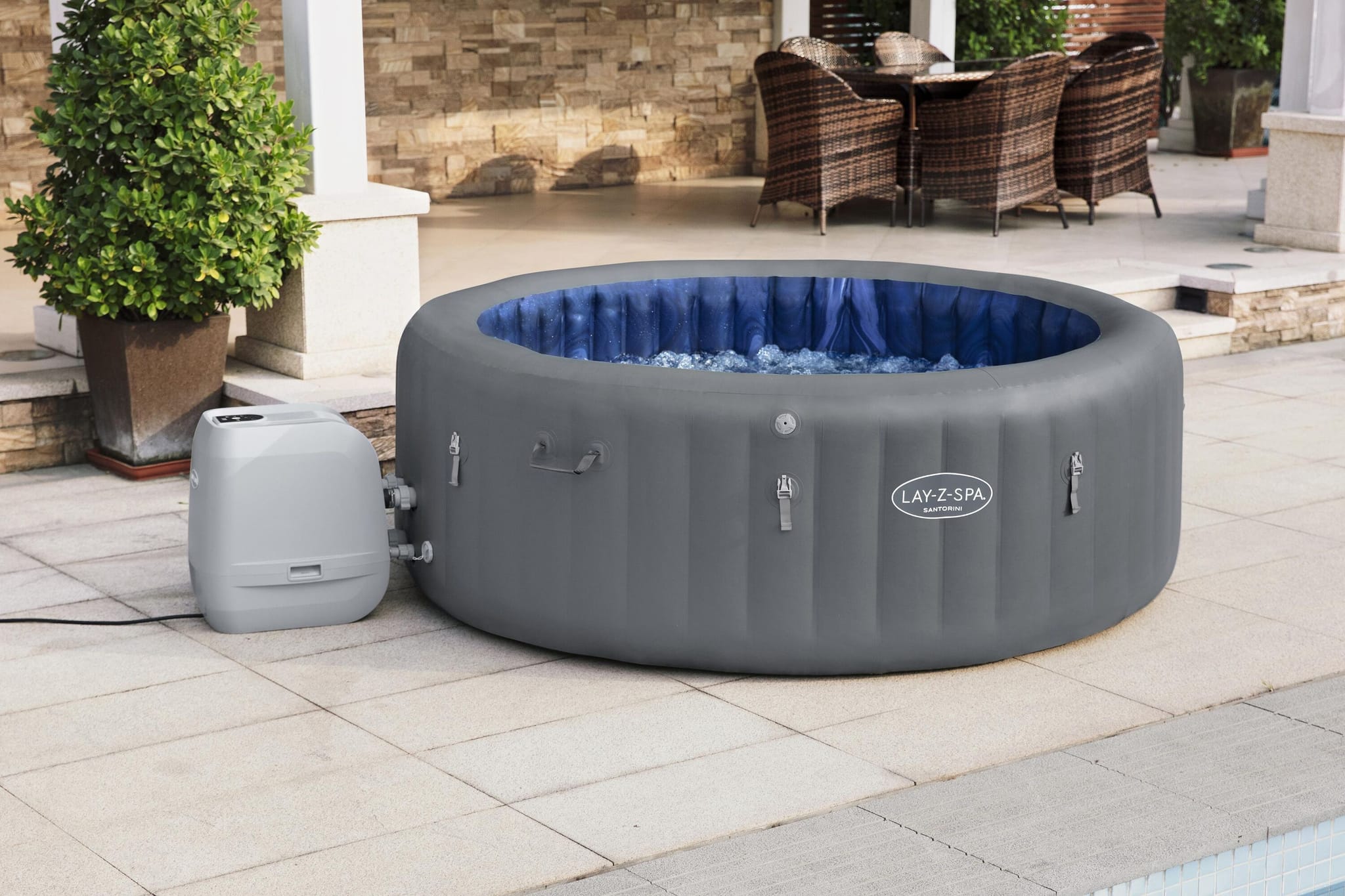 Opblaasbare bubbelbaden Lay-Z Spa Lay-Z-Spa Santorini HydroJet Pro opblaasbare spa 5-7 personen Bestway 4