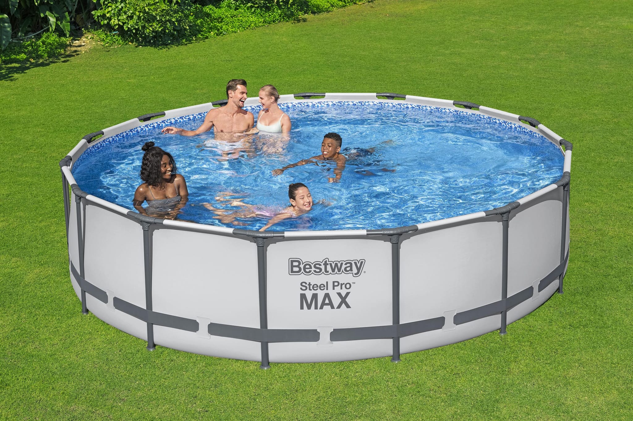 Bovengronds zwembad Steel Pro MAX bovengronds rond set van 457x107 cm lichtgrijs Bestway 4