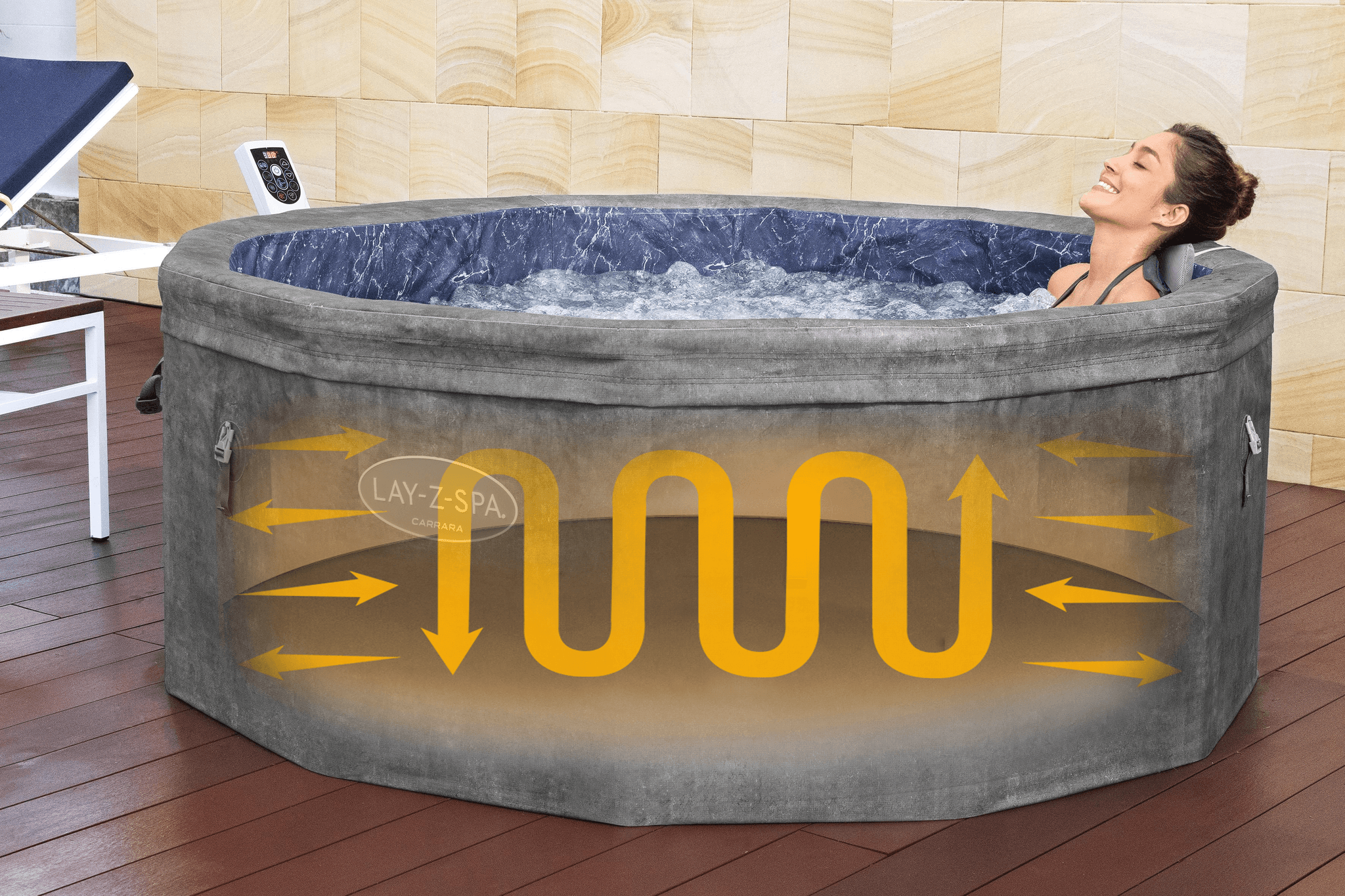 Opblaasbare bubbelbaden Lay-Z Spa Lay-Z-Spa Carrara Energy-Efficient Smart AirJet Spa met App Bediening 4-6 Personen Bestway 5