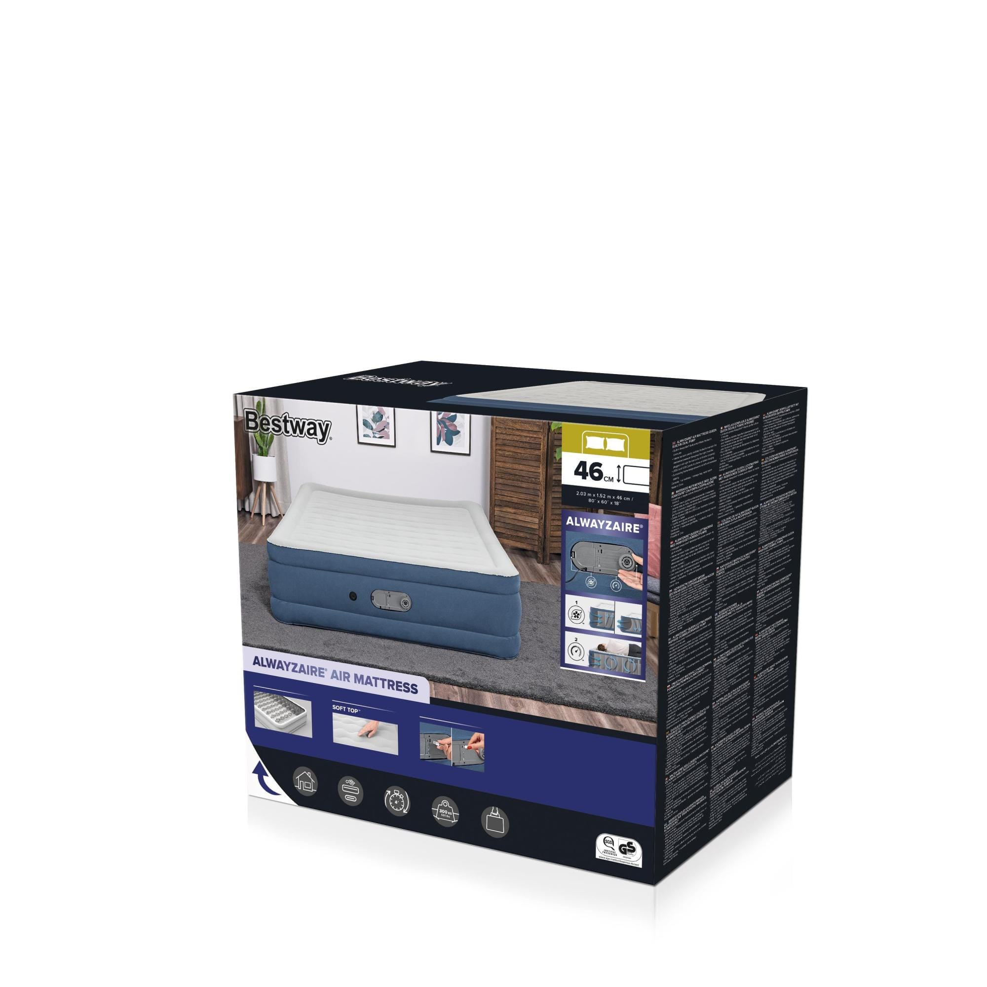 Luchtbed Bestway AlwayzAire Queen luchtmatras met Ingebouwde Dubbele Pomp 46 cm Bestway 13