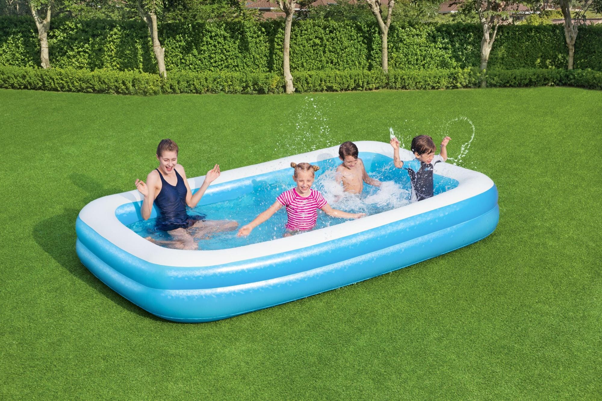 Opblaasbare spullen voor kinderen Bestway Blauw Rechthoekig Opblaasbaar Familiezwembad 3,05 m x 1,83 m x 46 cm Bestway 2