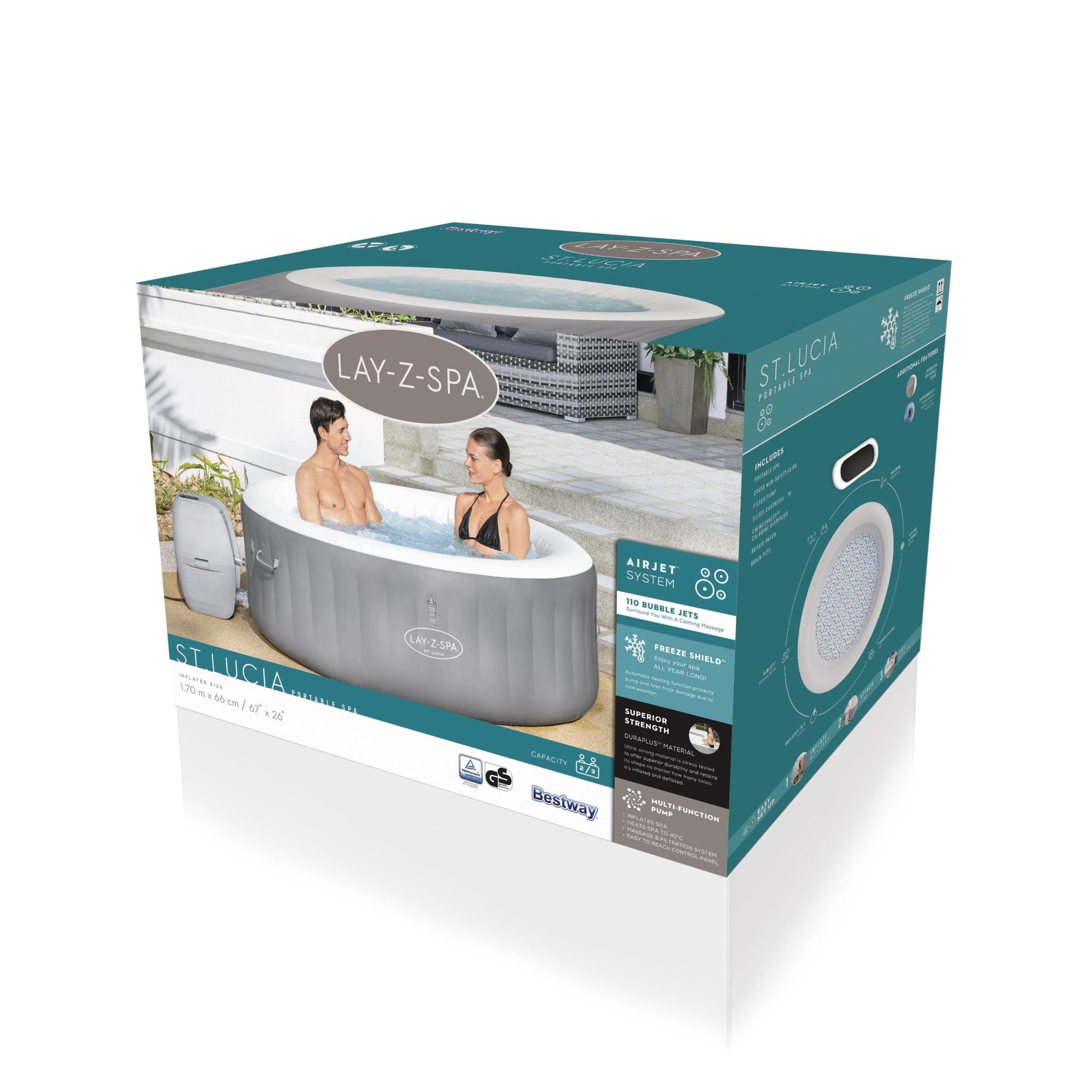 Opblaasbare bubbelbaden Lay-Z Spa Lay-Z-Spa St. Lucia AirJet opblaasbare spa 2-3 personen Bestway 9