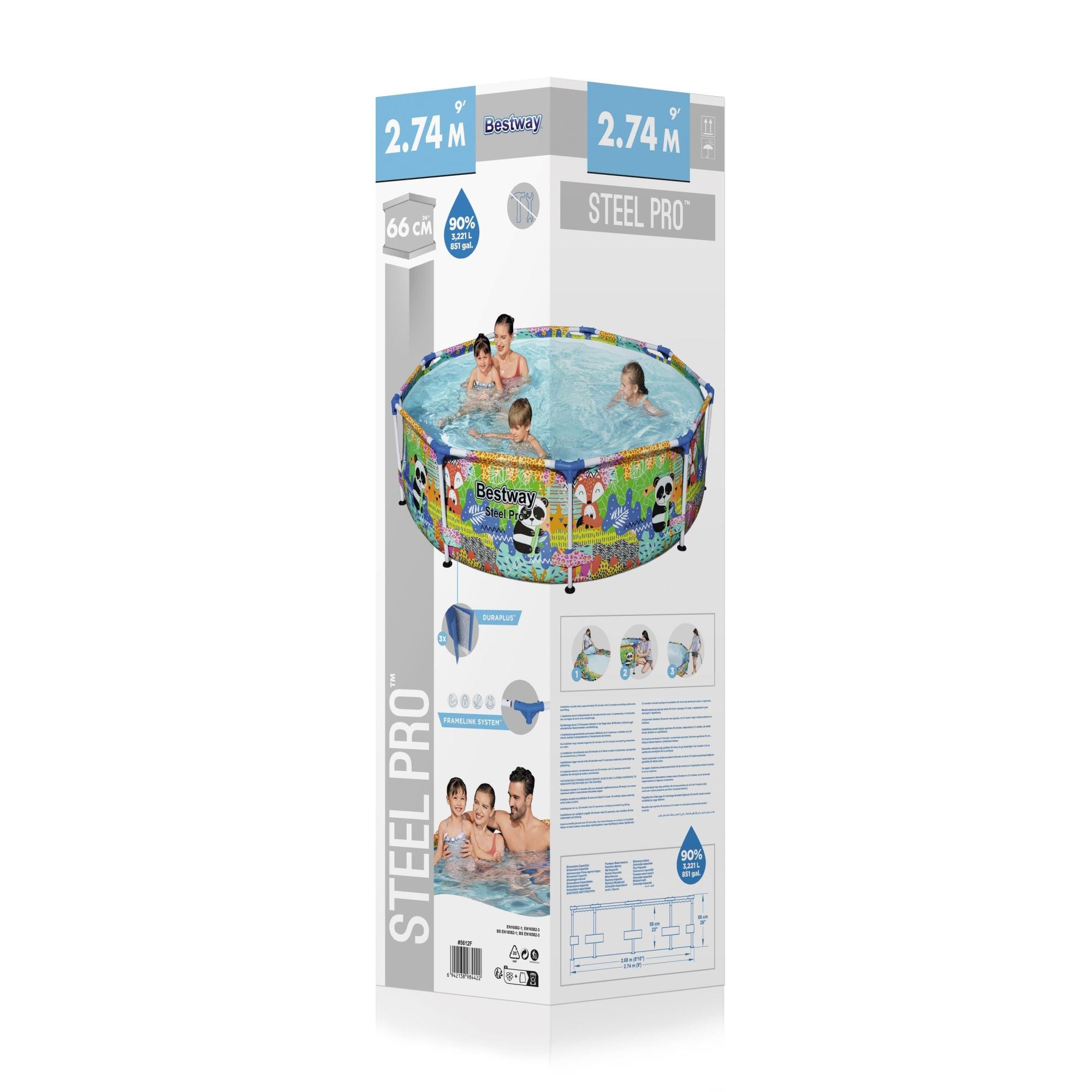 Bovengronds zwembad Bovengronds rond zwembad Steel Pro Animal Look van 274x66 cm Bestway 3