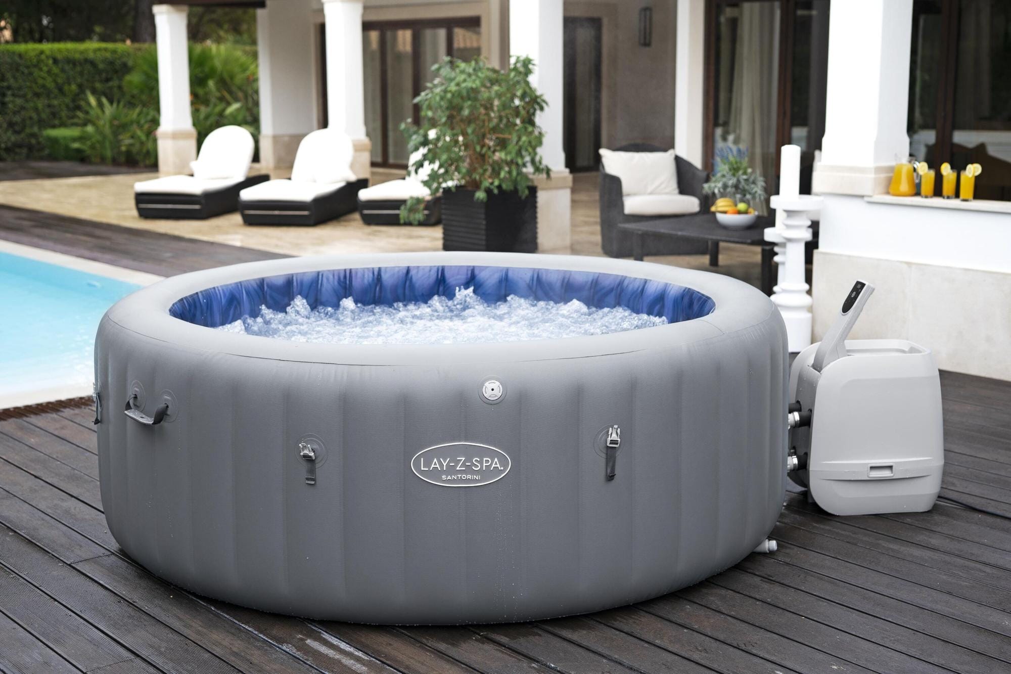 Opblaasbare bubbelbaden Lay-Z Spa Lay-Z-Spa Santorini Energy-Efficient Smart HydroJet Pro Opblaasbare Spa met App Bediening 5-7 Personen Bestway 3