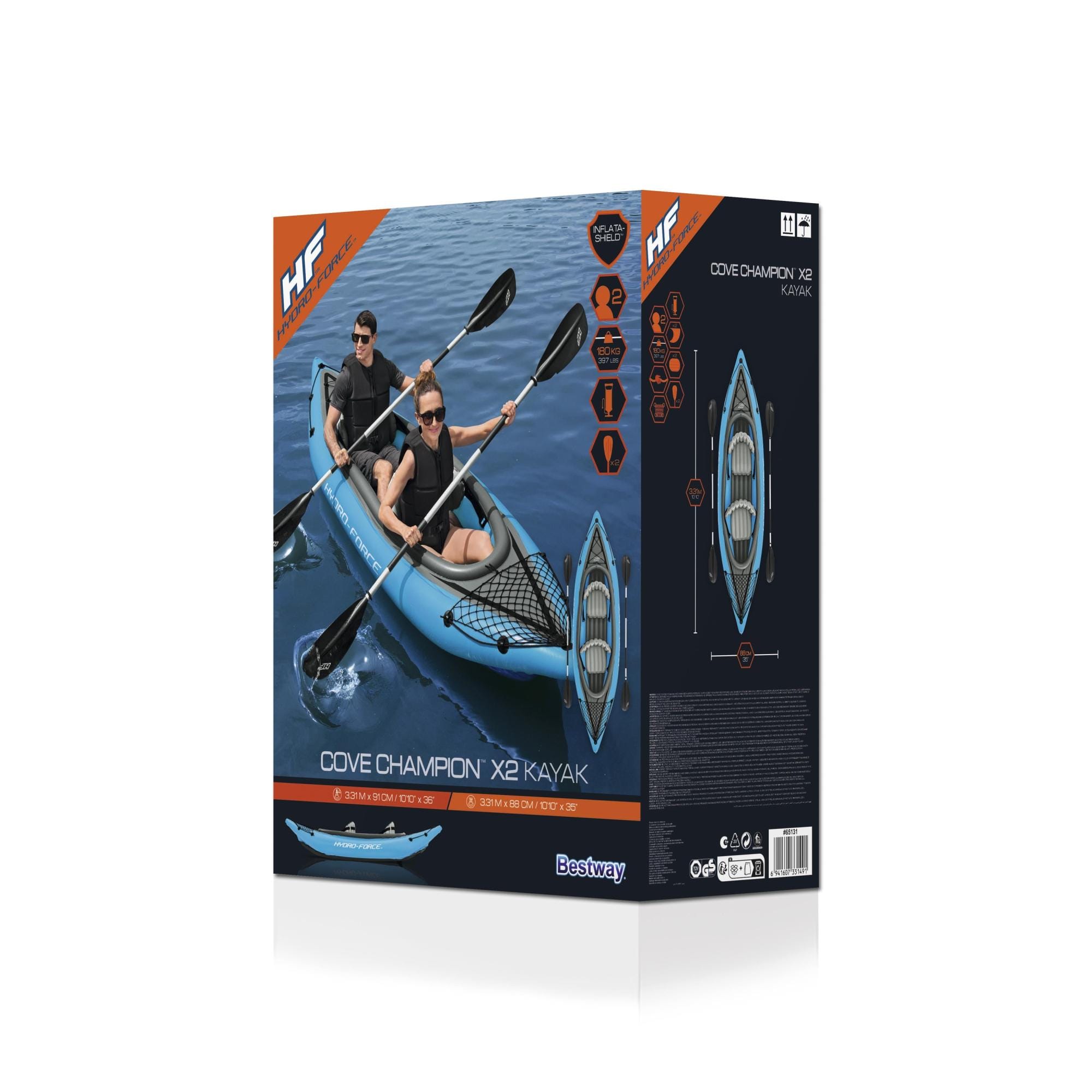 SUP en kajak Cove Champion opblaasbare kayak van 331x88 cm, voor 2 personen Bestway 10
