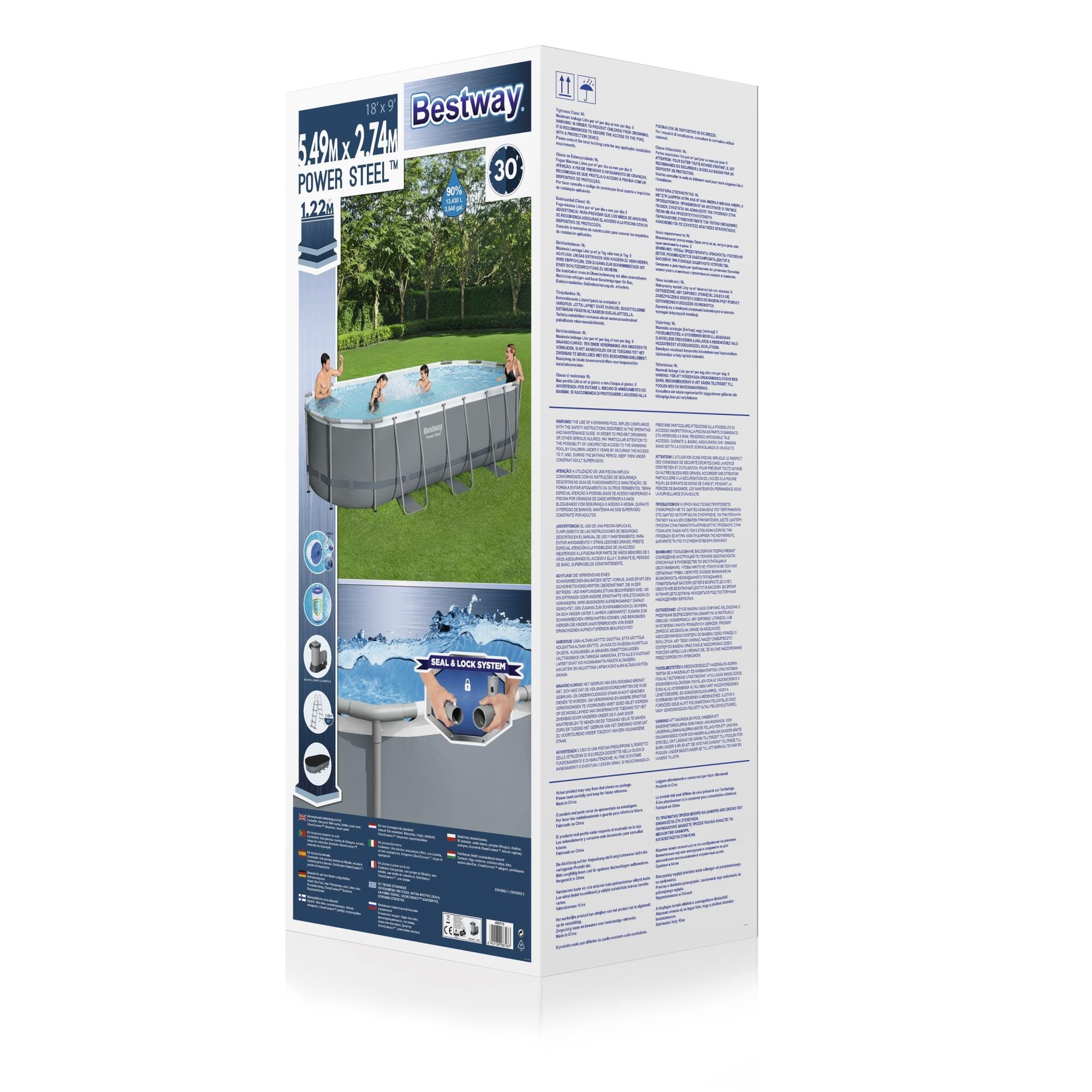 Bovengronds zwembad Power Steel bovengrondse ovale set van 549x274x122 cm donkergrijs Bestway 11