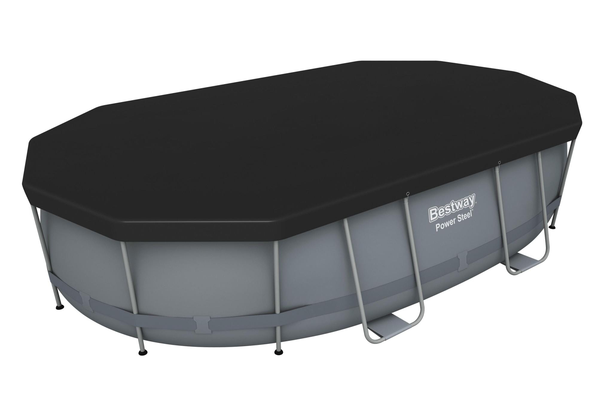 Bovengronds zwembad Power Steel bovengrondse ovale set van 488x305x107 cm donkergrijs Bestway 6