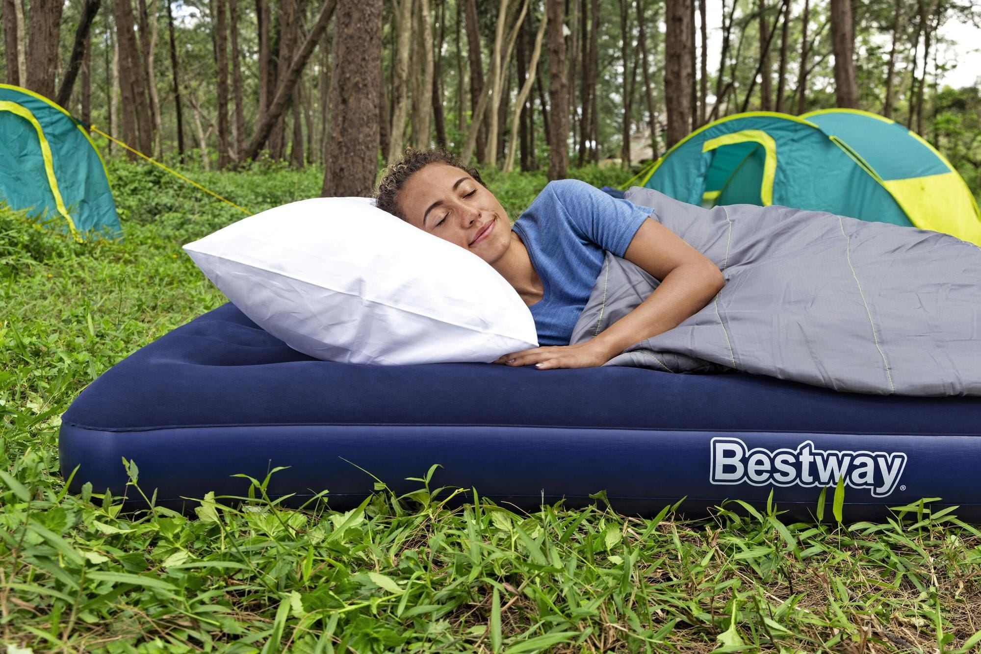 Luchtbed Bestway Junior Blauwe Dubbele Luchtmatras 1.91m x 76cm x 22cm Bestway 14