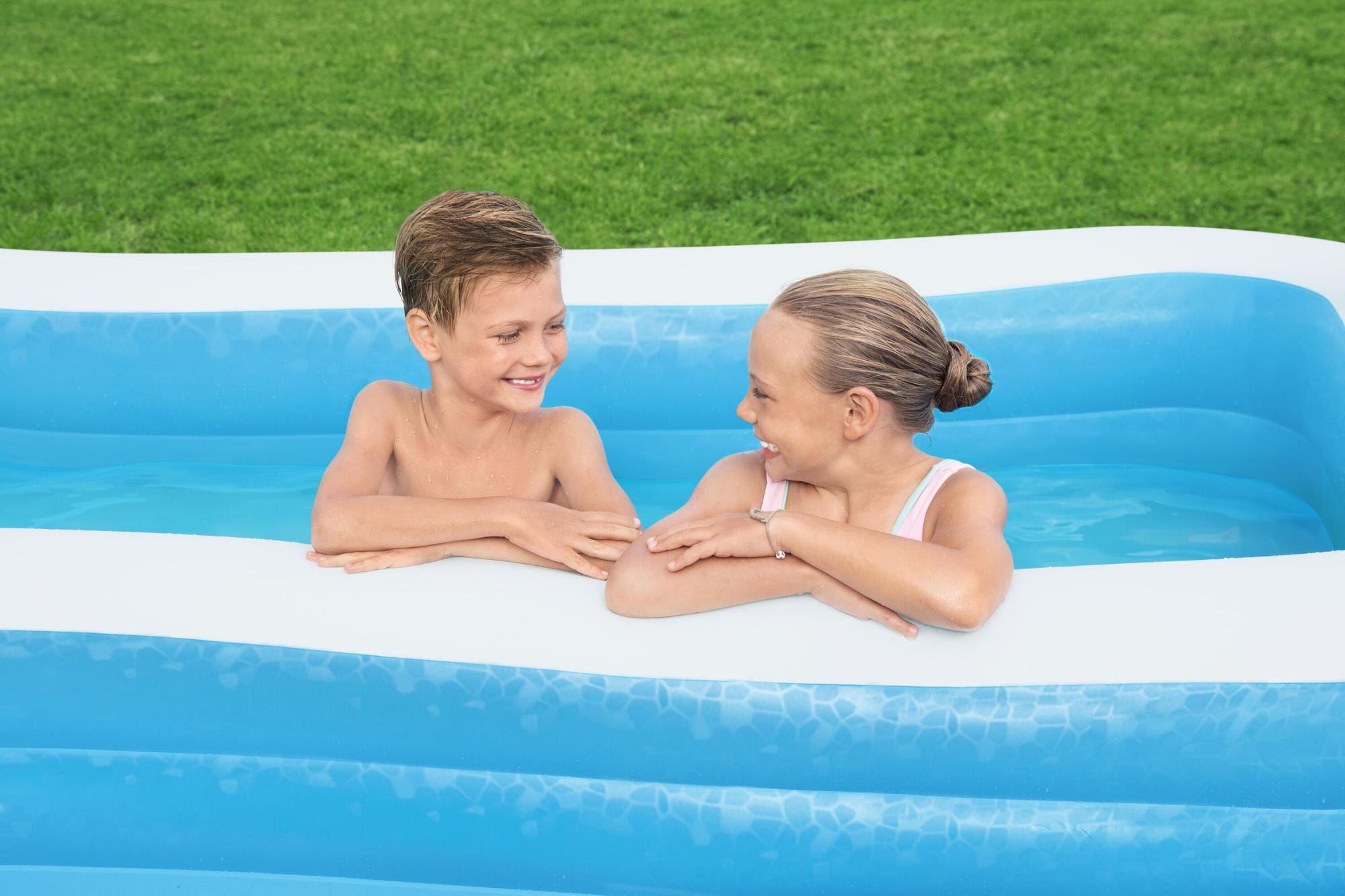 Opblaasbare spullen voor kinderen Bestway Blauw Rechthoekig Opblaasbaar Familiezwembad 3,05 m Bestway 4