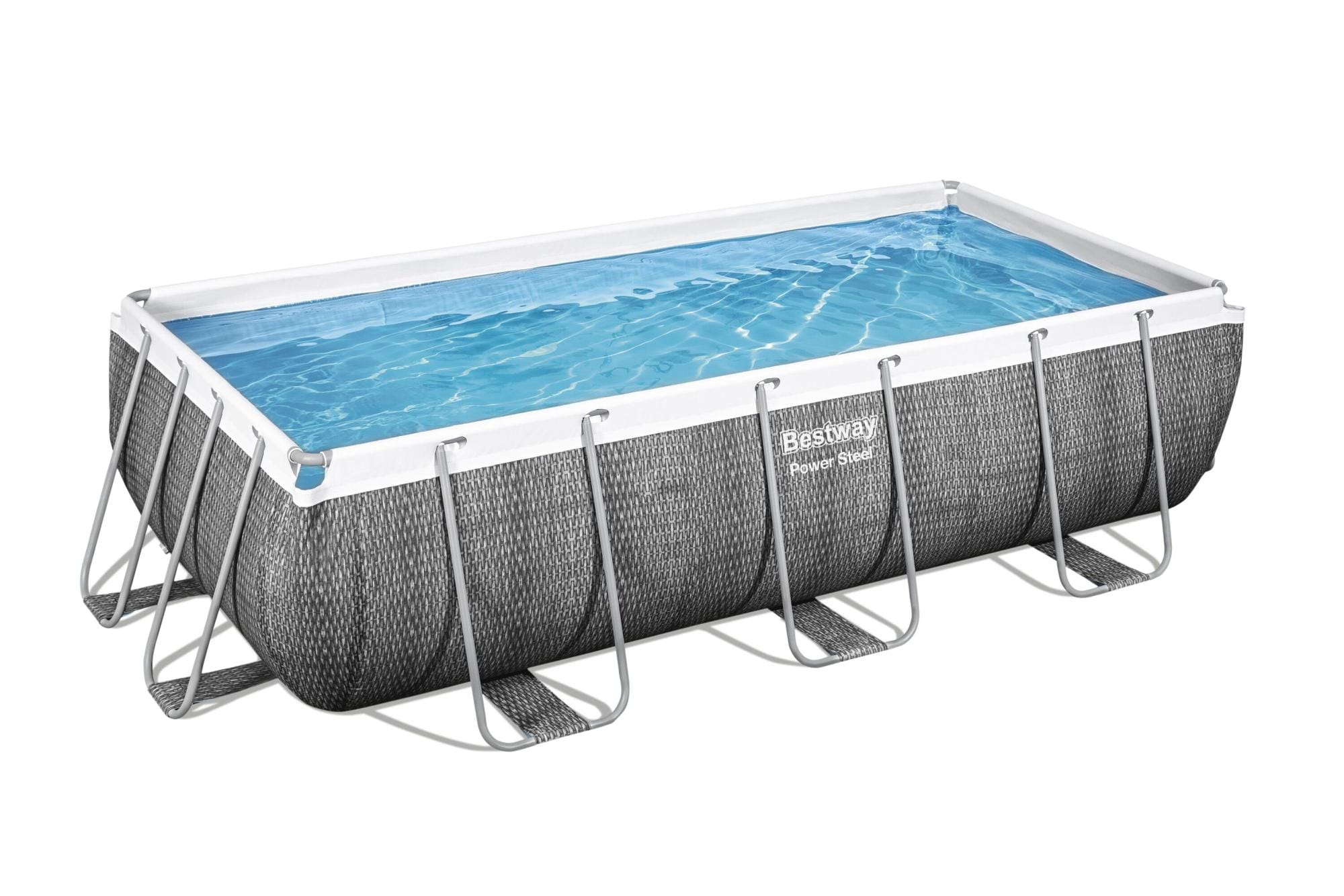 Bovengronds zwembad Power Steel bovengrondse rechthoekige set van 404x201x100 cm donkergrijs rotaneffect Bestway 1