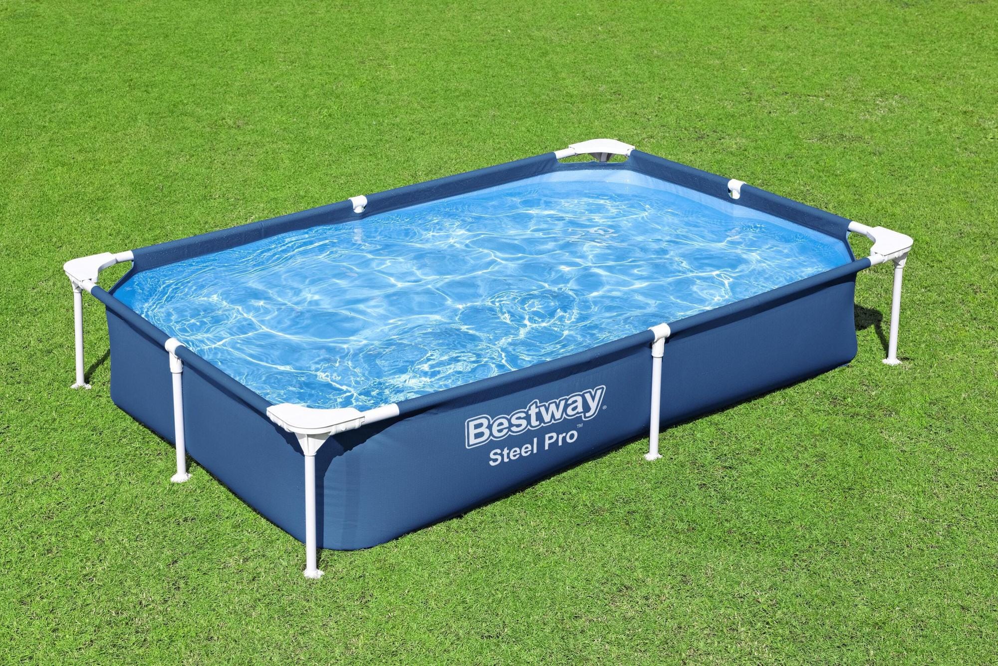 Bovengronds zwembad Power Steel basisstructuur zwembad en rechthoekige liner van 221x150x43 cm Bestway 1