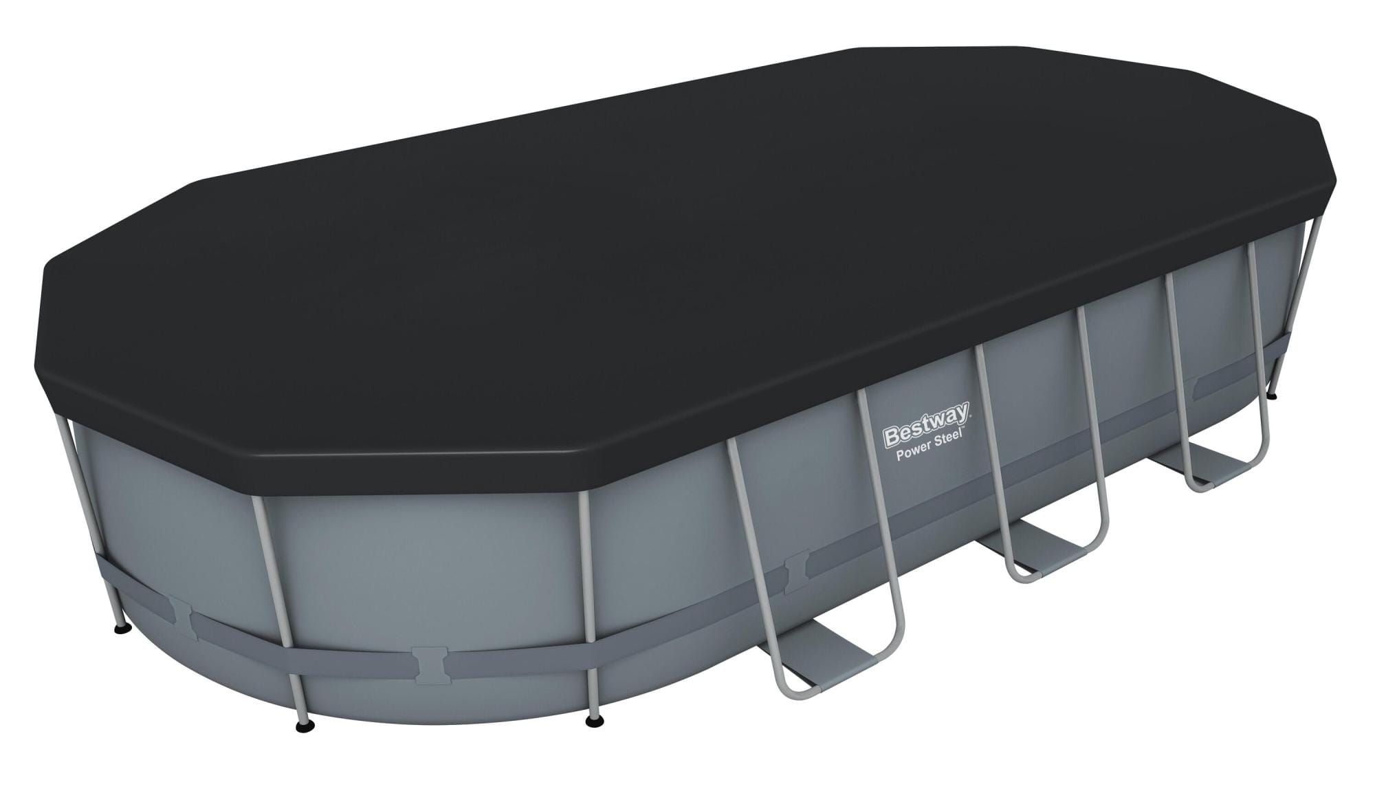 Bovengronds zwembad Power Steel bovengrondse ovale set van 549x274x122 cm donkergrijs Bestway 6