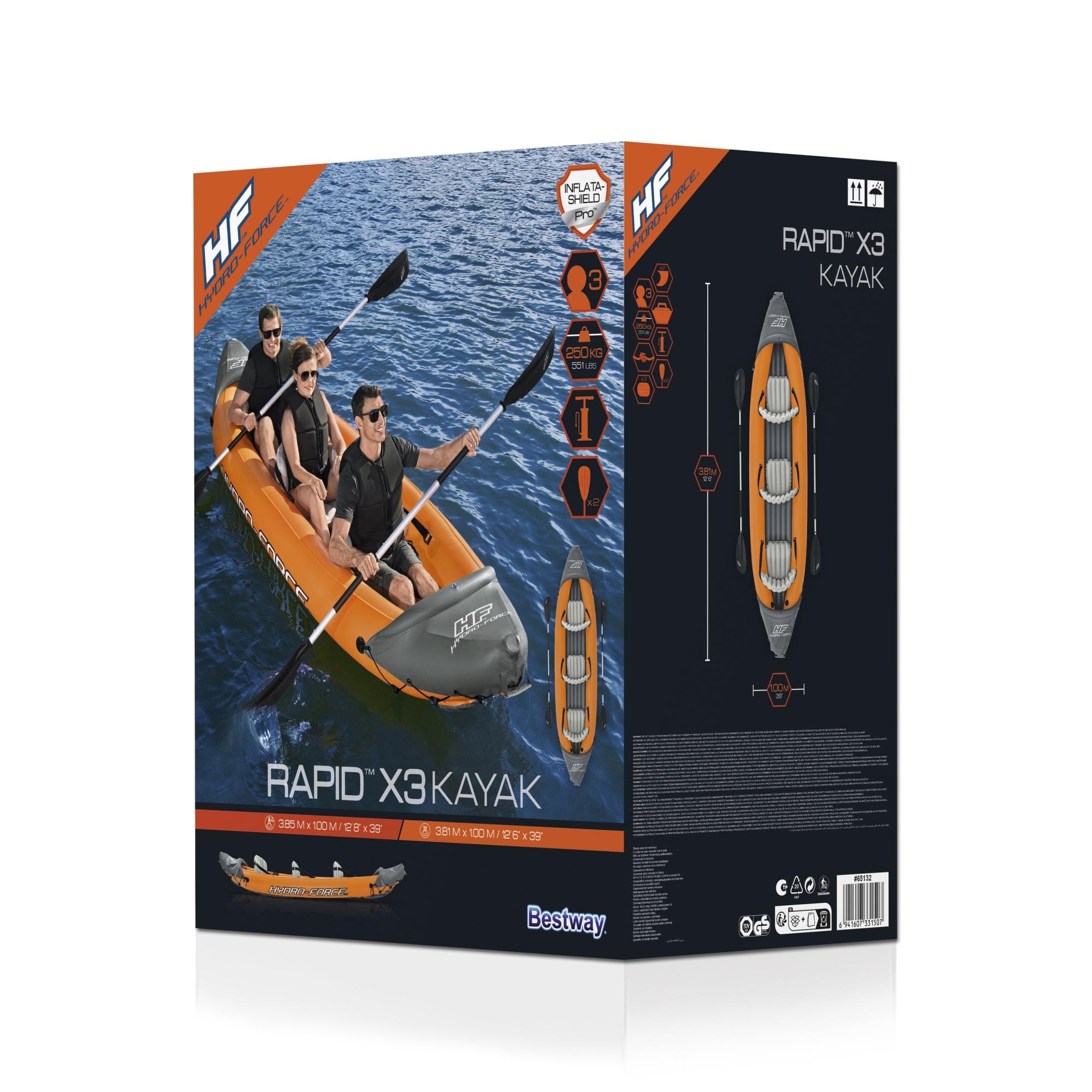 SUP en kajak Rapid opblaasbare kayak van 381x100 cm, voor 3 personen Bestway 10