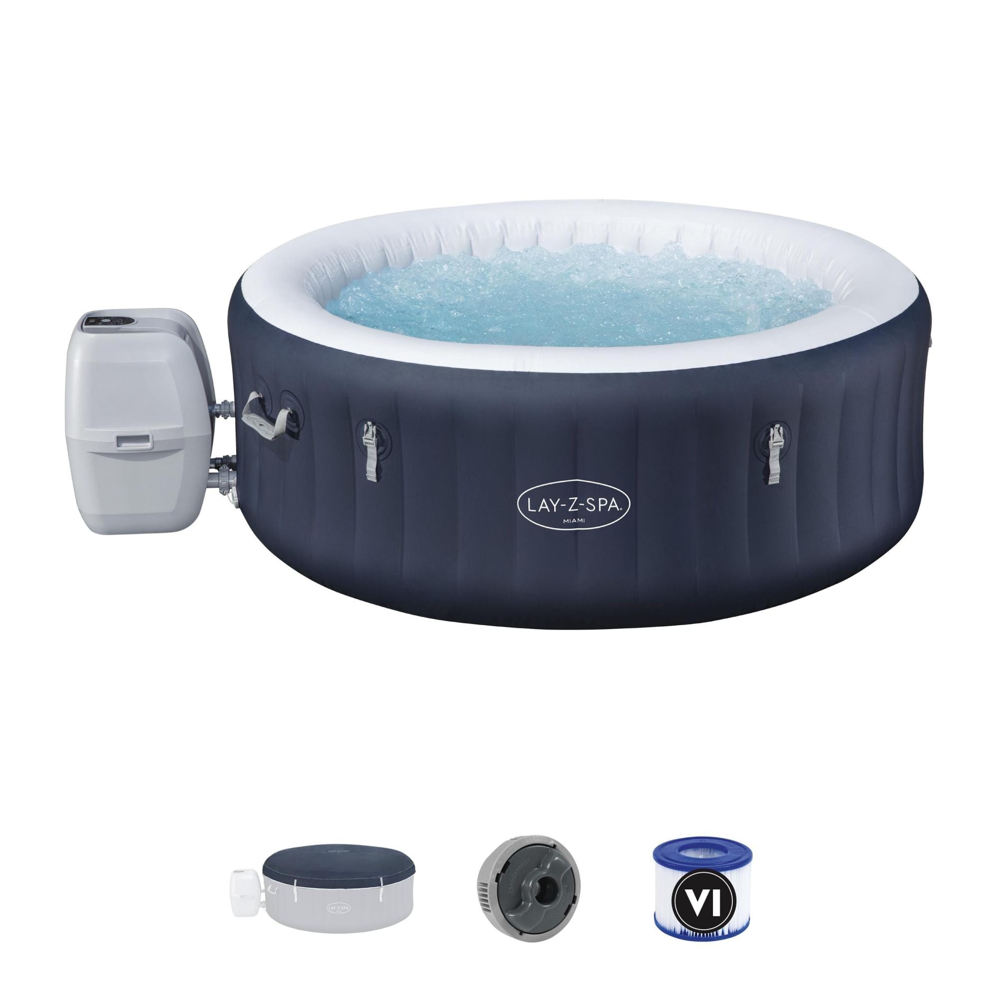 Opblaasbare bubbelbaden Lay-Z Spa Lay-Z-Spa Miami Energy-Efficient AirJet Opblaasbare Spa 2-4 Personen Bestway 1