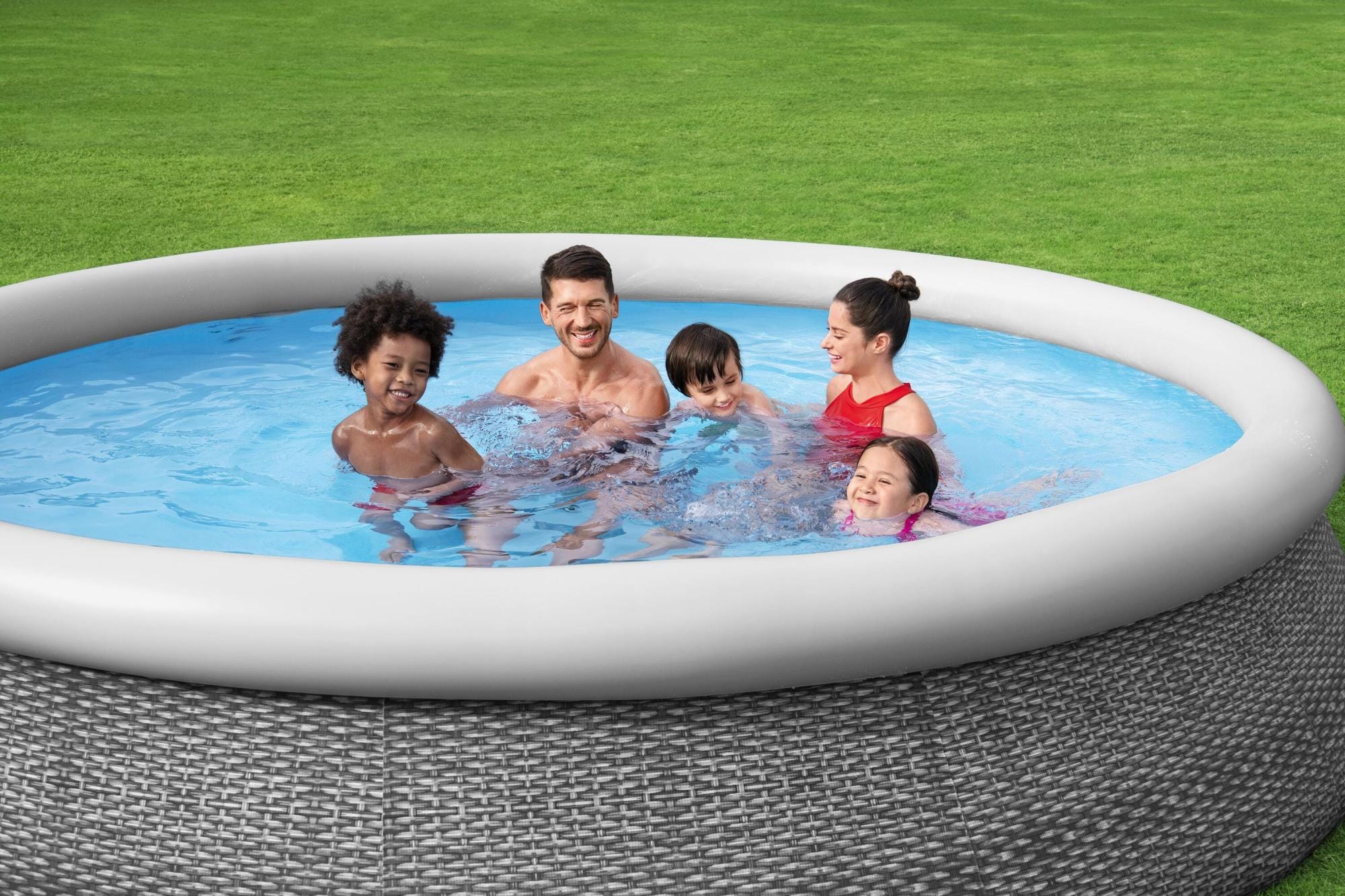 Bovengronds zwembad Fast Set bovengronds rond opblaasbaar zwembad van 366x76 cm grijs Bestway 1