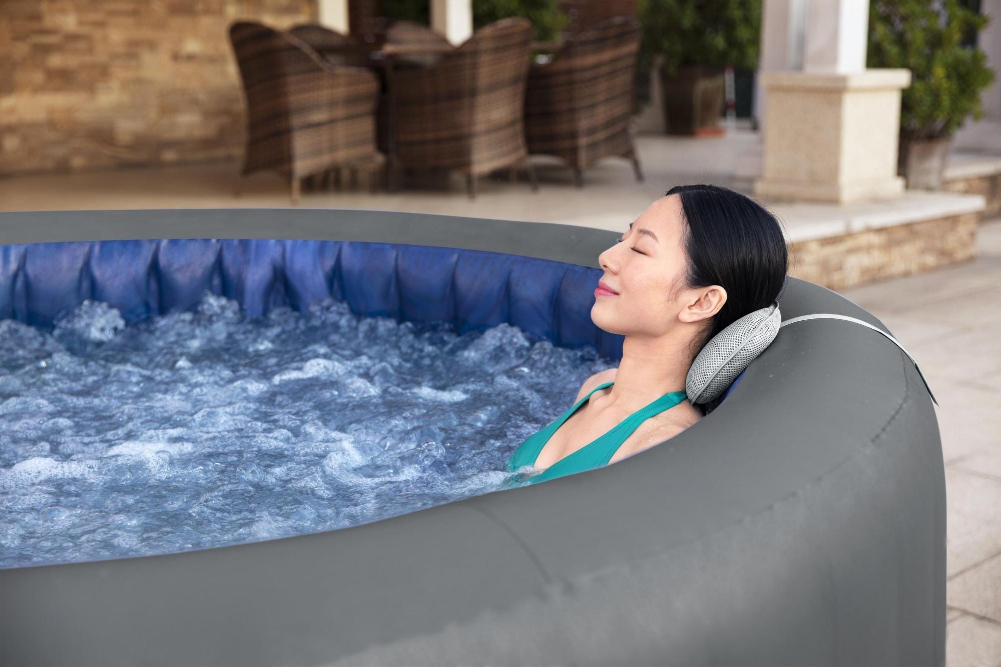 Opblaasbare bubbelbaden Lay-Z Spa Lay-Z-Spa Santorini Energy-Efficient Smart HydroJet Pro Opblaasbare Spa met App Bediening 5-7 Personen Bestway 1