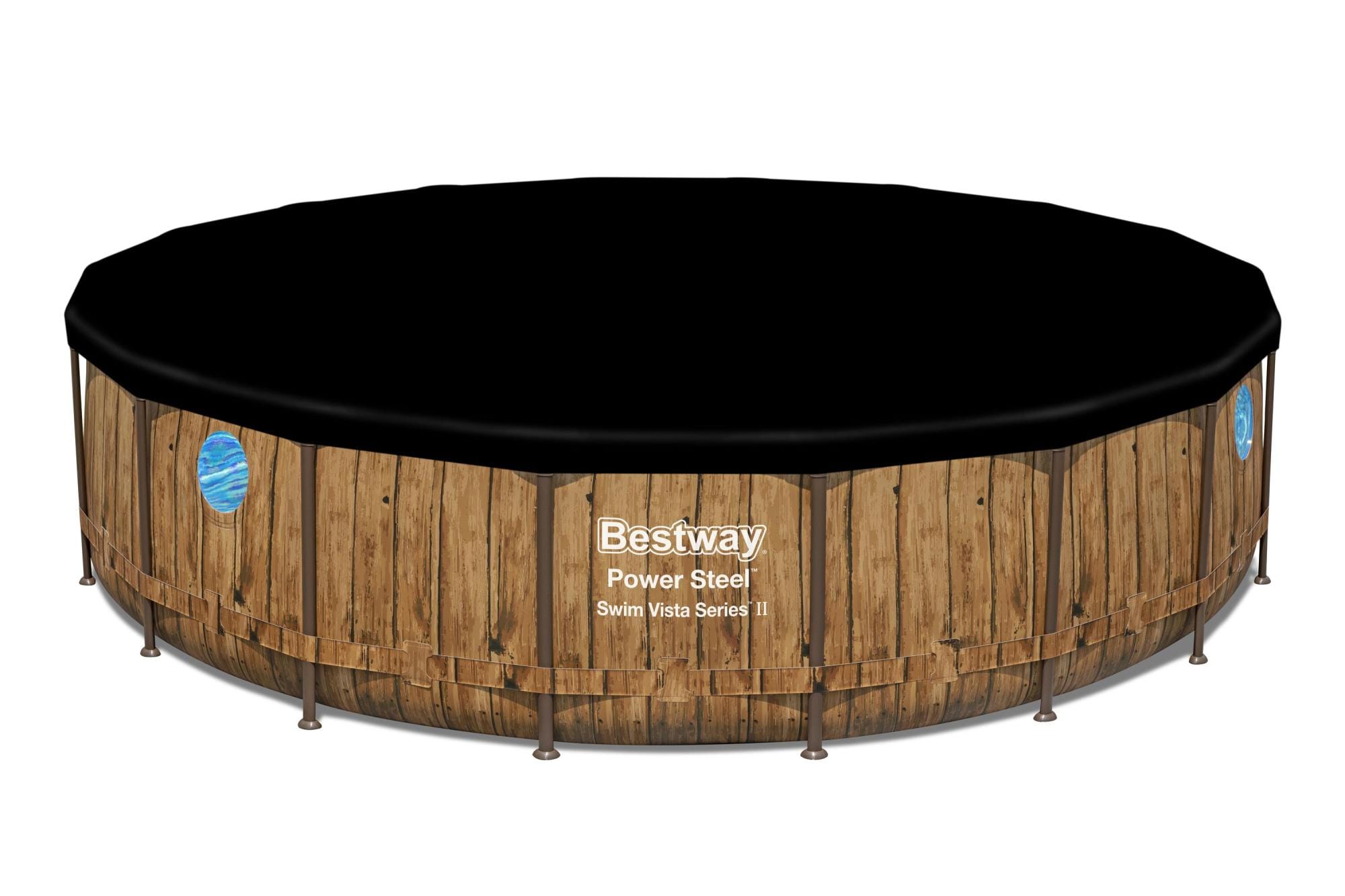 Bovengronds zwembad Power Steel Swim Vista bovengrondse ronde set van 549x122 cm licht houteffect Bestway 6