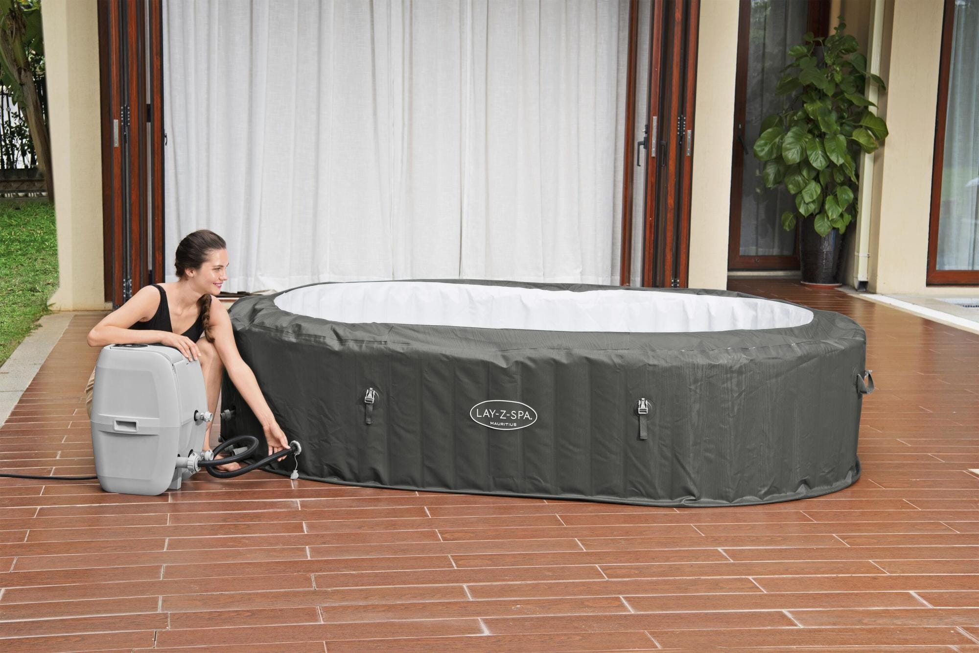 Opblaasbare bubbelbaden Lay-Z Spa Lay-Z-Spa Mauritius AirJet opblaasbare spa 5-7 personen Bestway 7