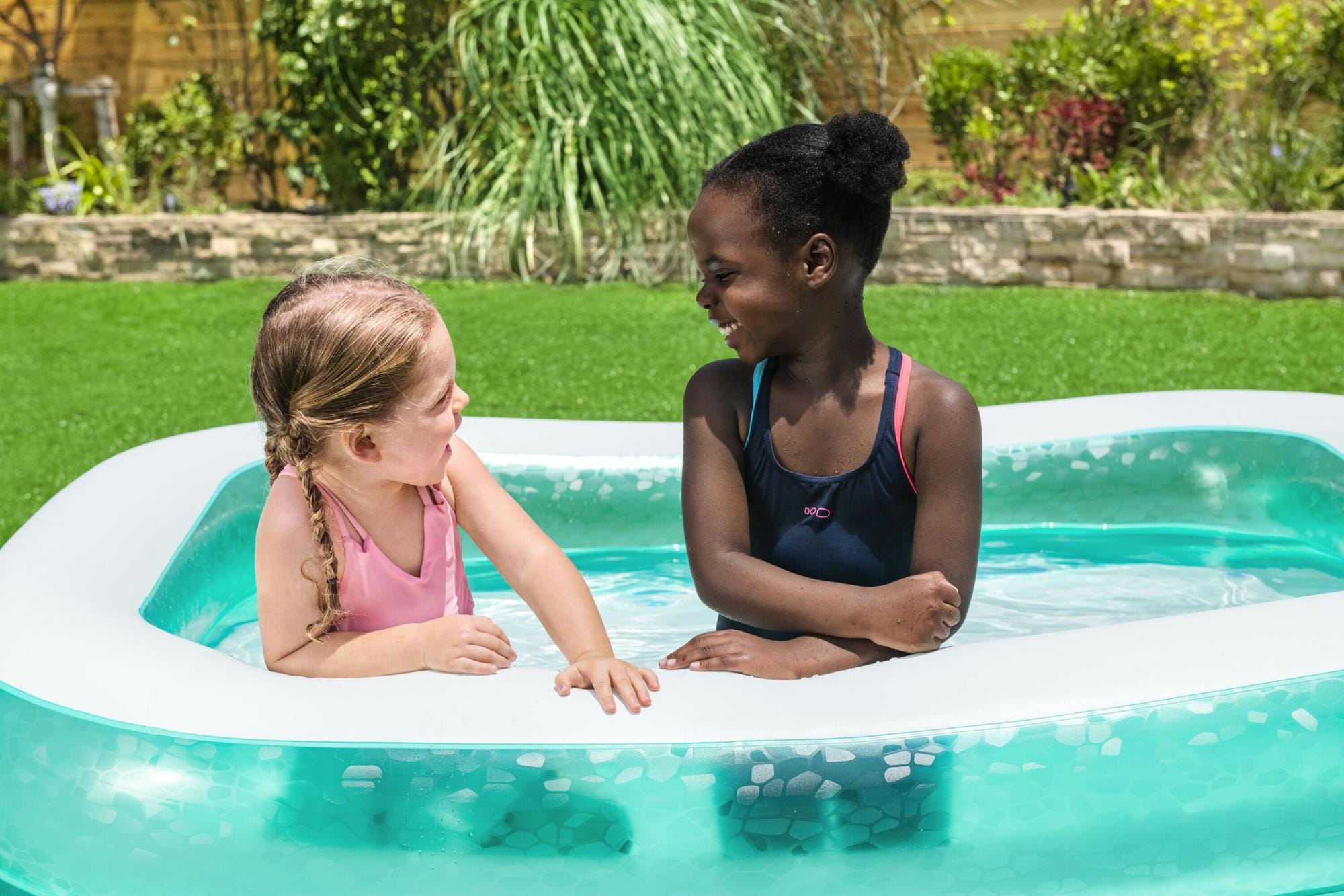 Opblaasbare spullen voor kinderen Bestway Groenblauw Rechthoekig Opblaasbaar Familiezwembad 2.00m x 1.46m x 48cm  Bestway 6