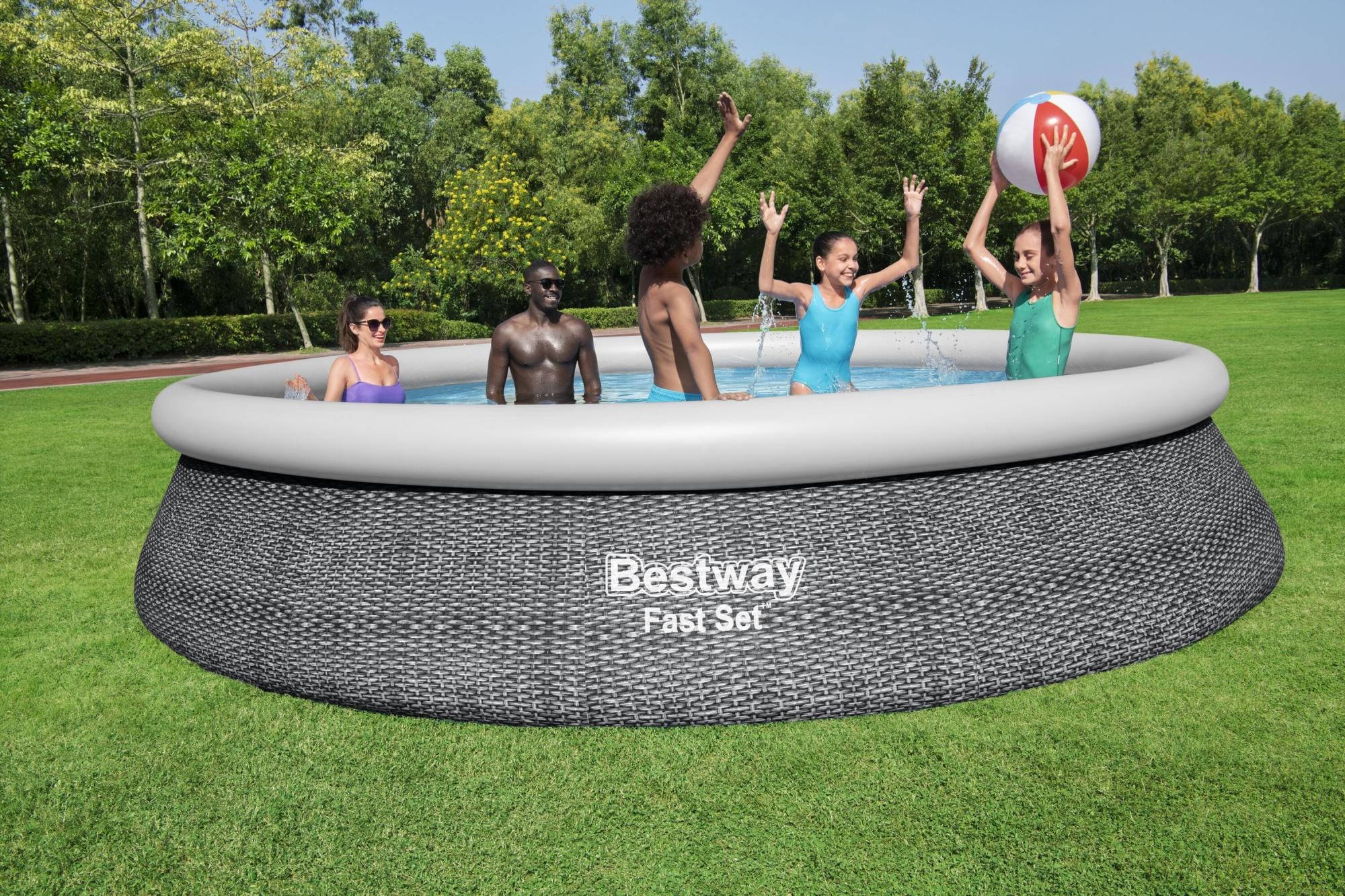 Bovengronds zwembad Fast Set bovengrondse opblaasbare ronde set van 457x84 cm Bestway 6