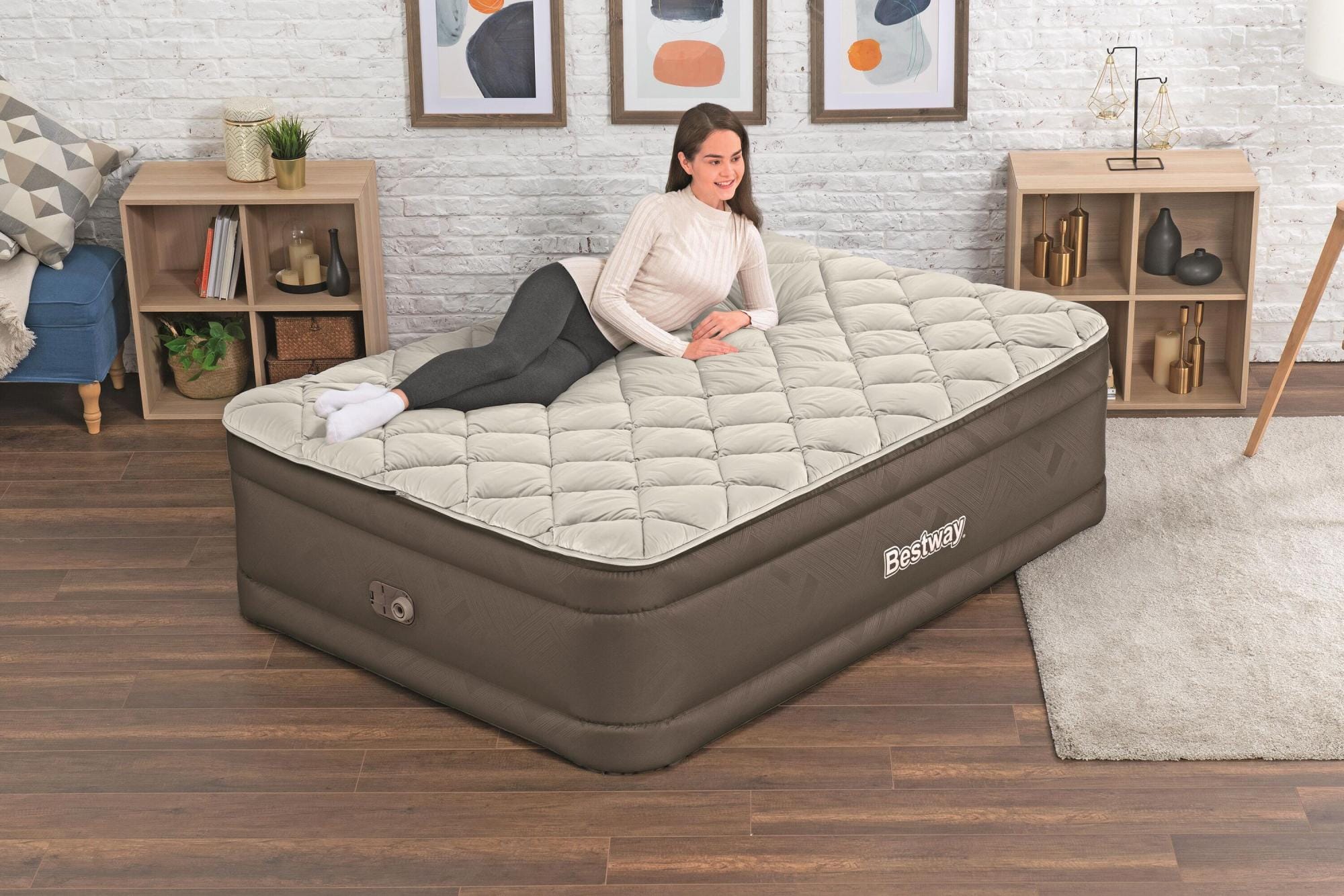 Luchtbed Bestway Fortech Queen Luchtmatras met Duvet Matrasoplegger en Ingebouwde Elektrische Pomp  2,03 m x 1,52 m x 51 cm Bestway 3