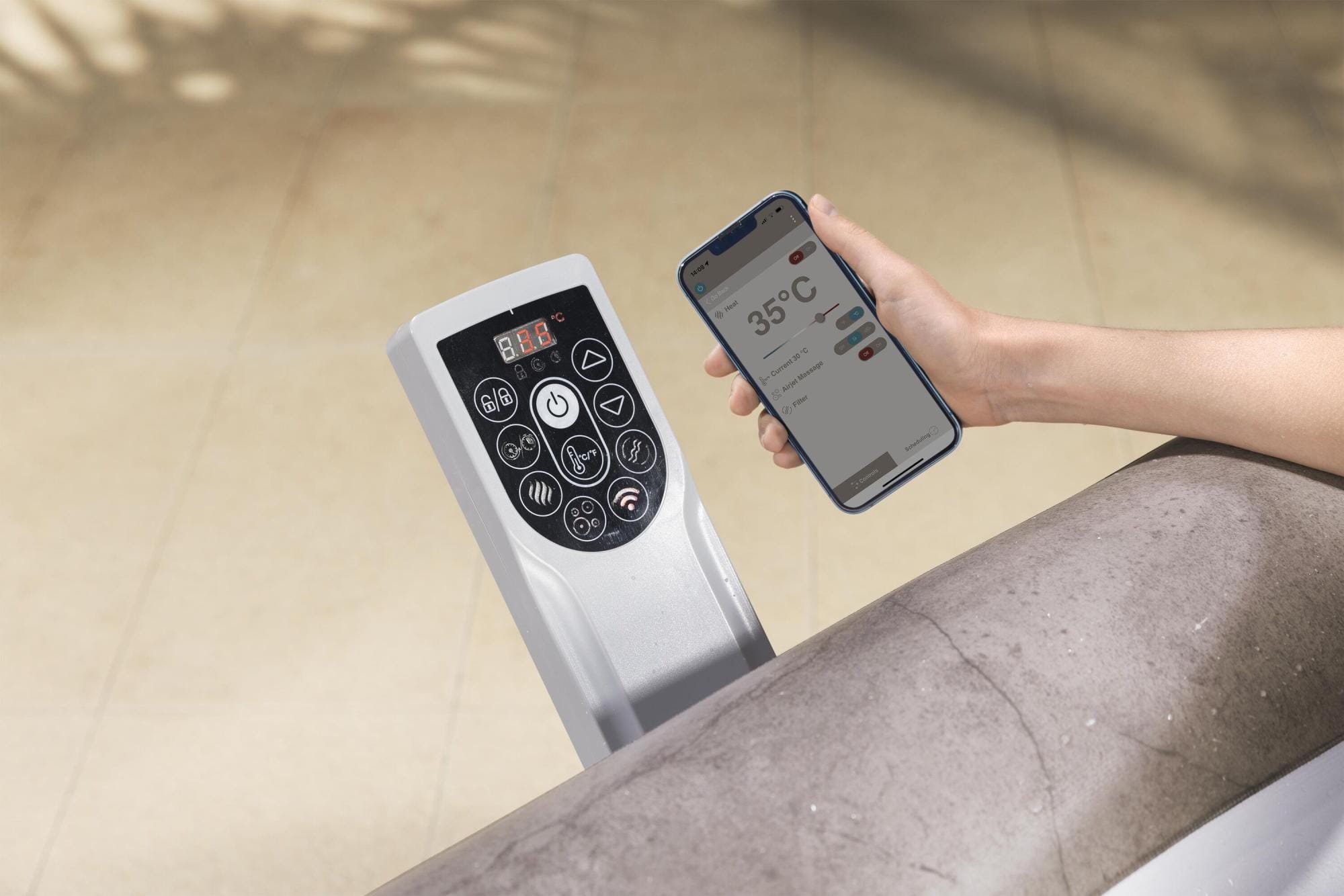 Opblaasbare bubbelbaden Lay-Z Spa Lay-Z-Spa Rome Energy-Efficient Smart AirJet Opblaasbare Spa met App Bediening 4-6 Personen Bestway 1