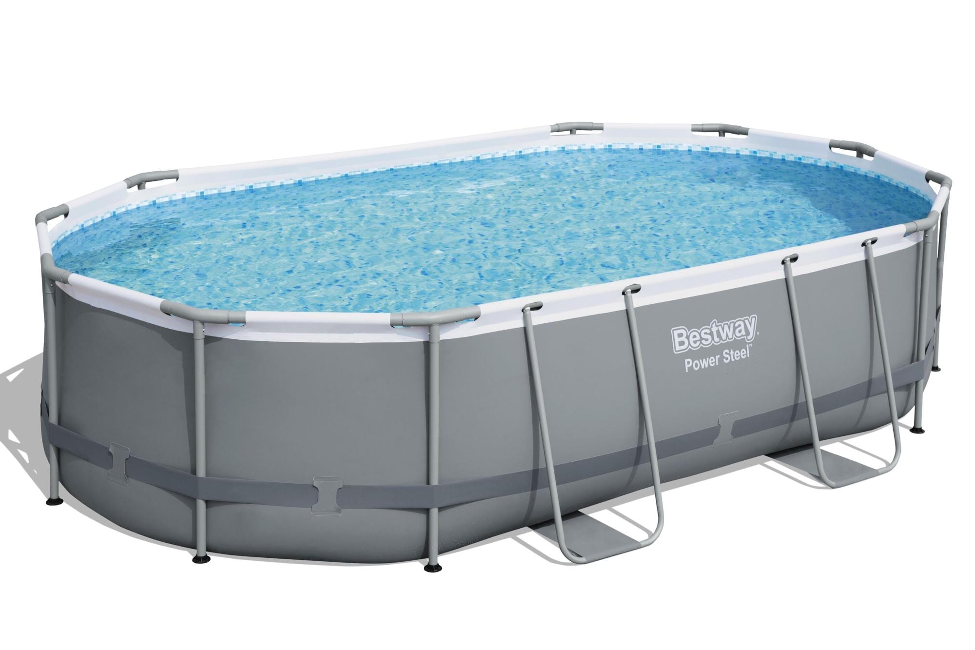 Bovengronds zwembad Power Steel bovengrondse ovale set van 488x305x107 cm donkergrijs Bestway 1