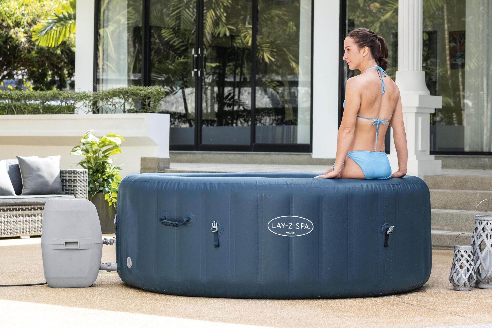 Opblaasbare bubbelbaden Lay-Z Spa Lay-Z-Spa Milan AirJet Plus opblaasbare hottub met appbediening 4-6 personen Bestway 5