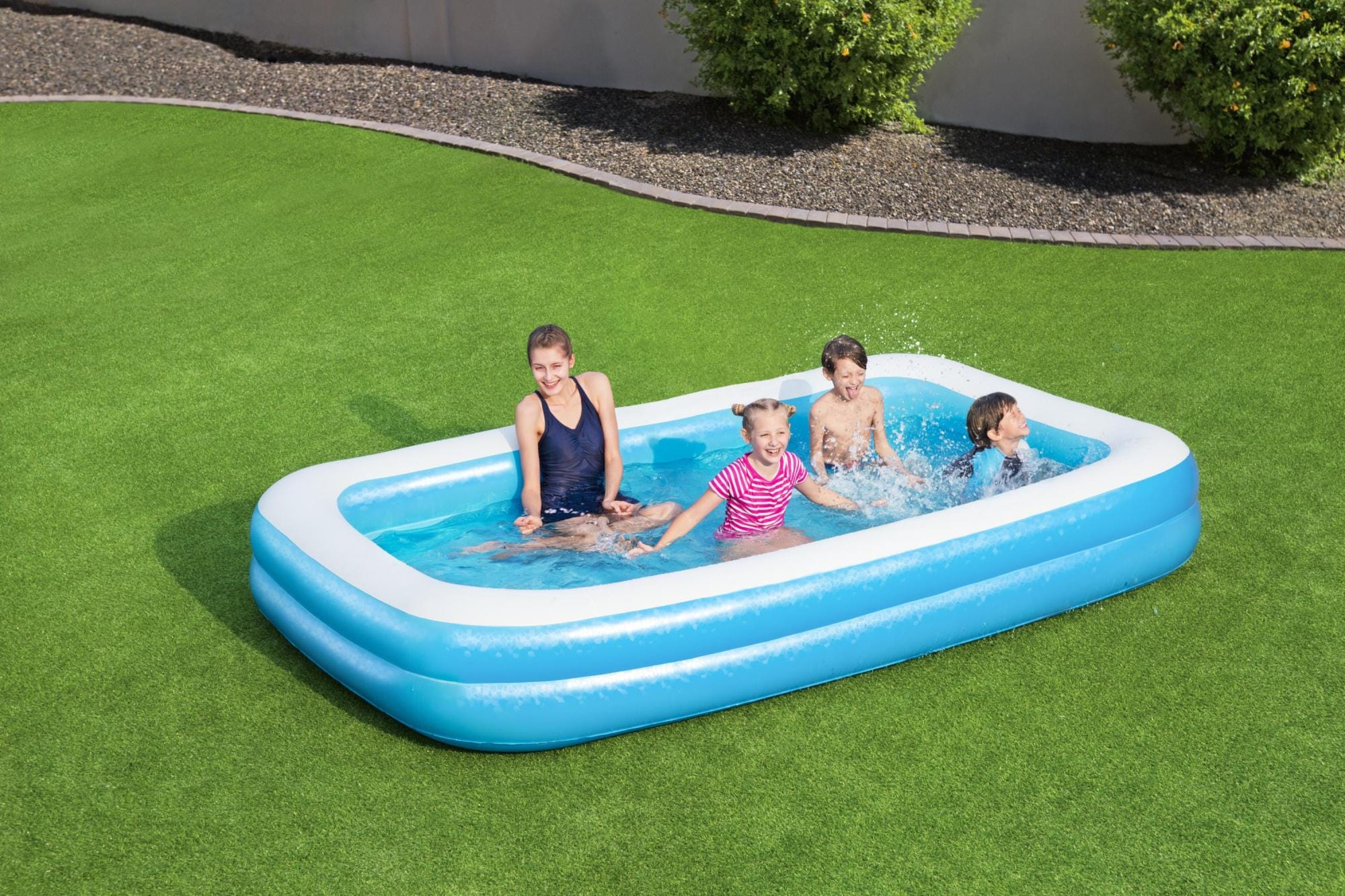 Opblaasbare spullen voor kinderen Bestway Blauw Rechthoekig Opblaasbaar Familiezwembad 3,05 m x 1,83 m x 46 cm Bestway 5