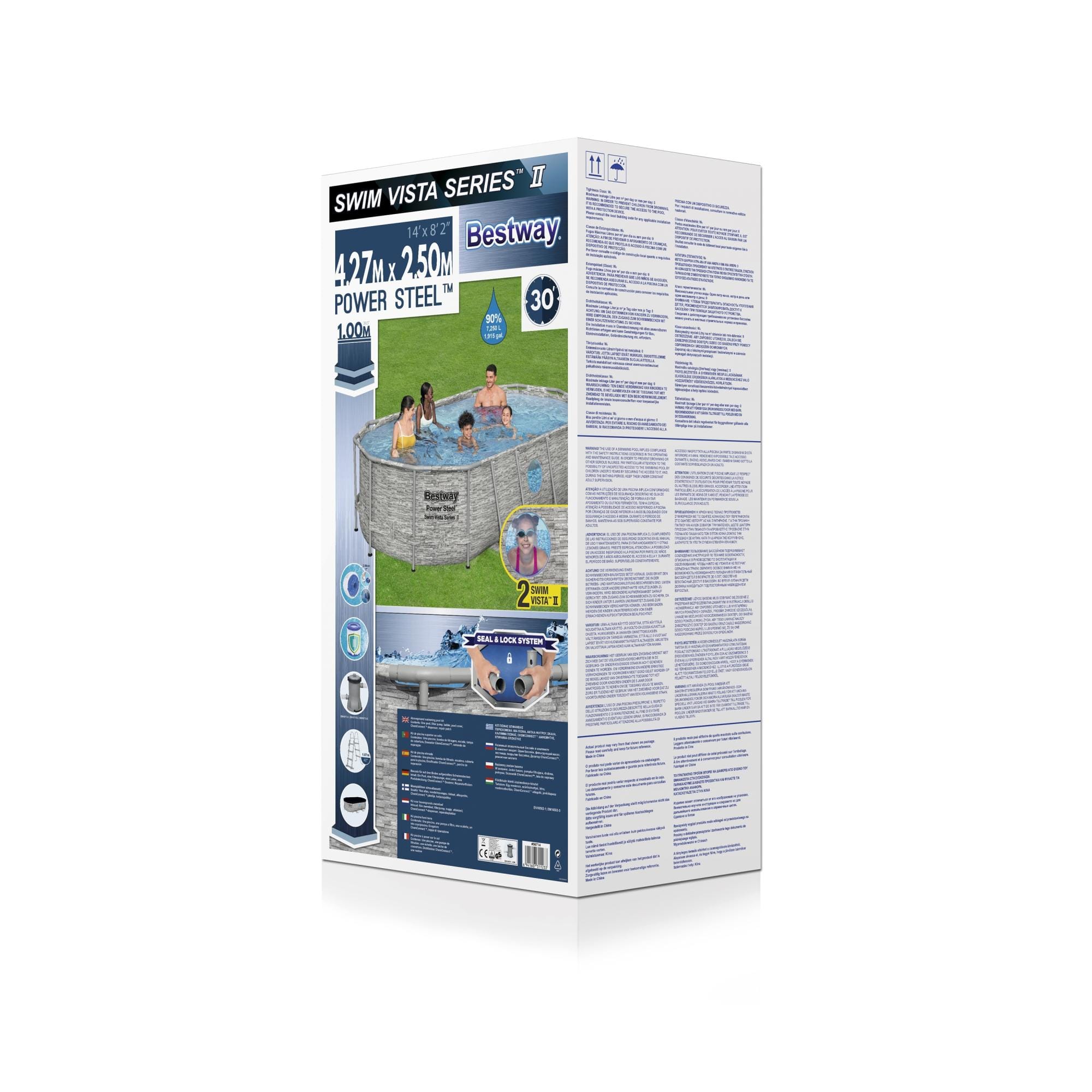 Bovengronds zwembad Power Steel Swim Vista bovengrondse ovale set van 427x250x100 cm met steenmotief Bestway 10