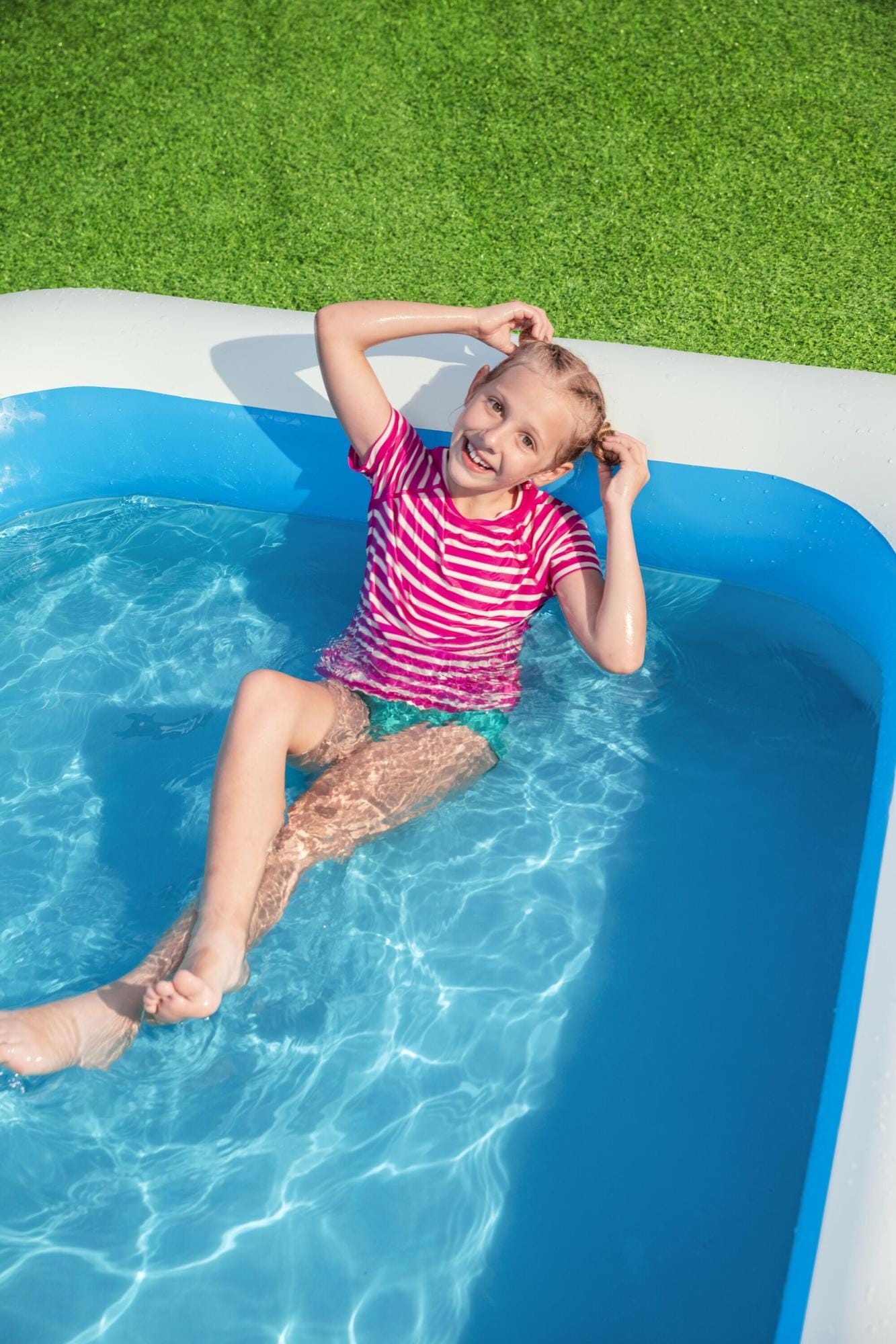 Opblaasbare spullen voor kinderen Bestway Blauw Rechthoekig Opblaasbaar Familiezwembad 3,05 m x 1,83 m x 46 cm Bestway 7