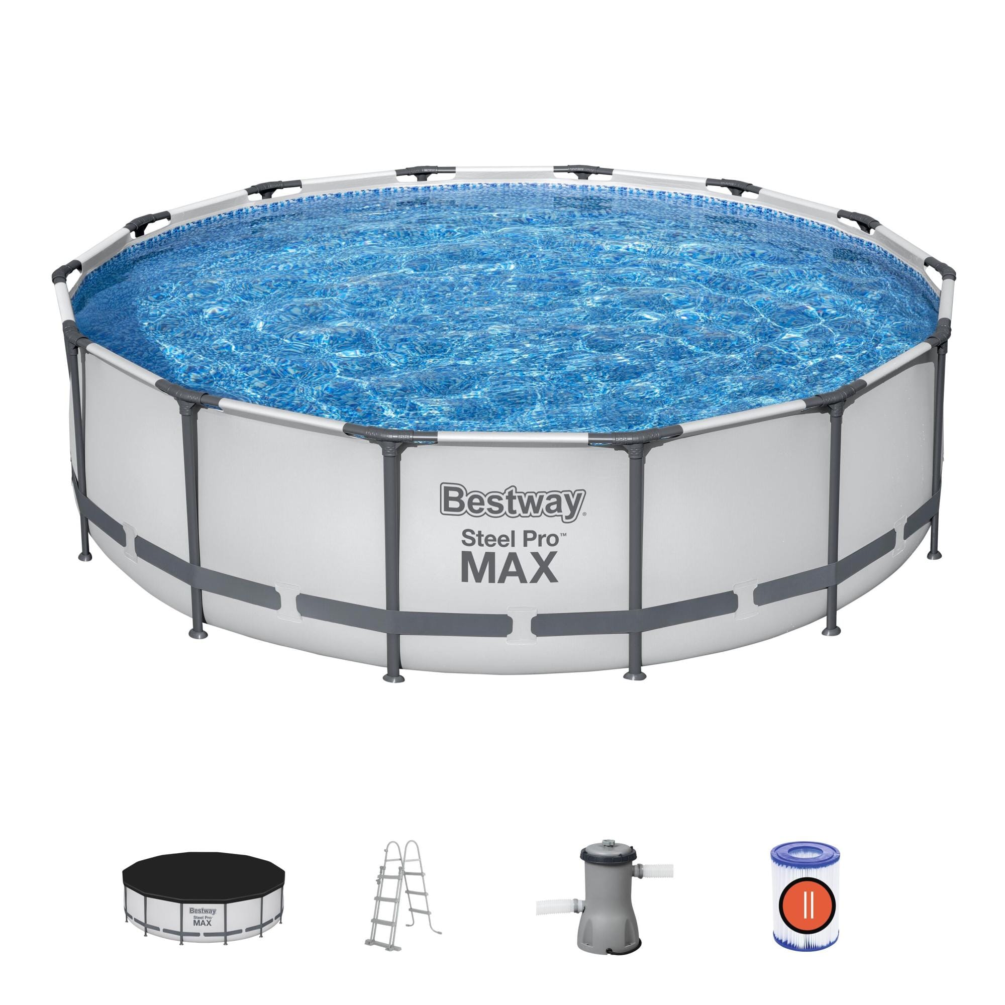 Bovengronds zwembad Steel Pro MAX lichtgrijze bovengrondse ronde set met afmetingen 427x107 cm Bestway 1