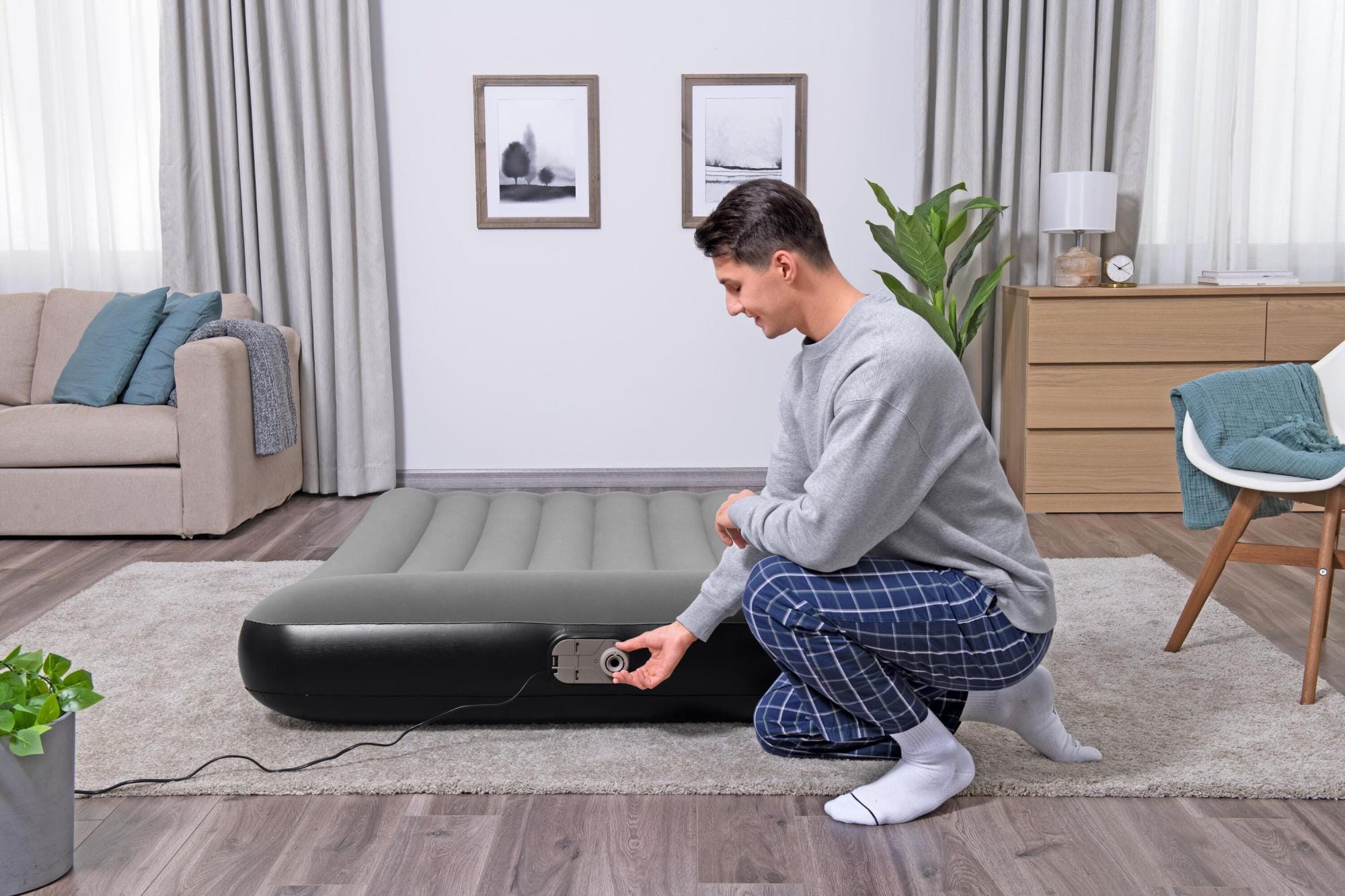 Luchtbed Bestway Tritech Luchtmatras met Ingebouwde AC Pomp 1,91 m x 1,37 m x 30 cm Bestway 7