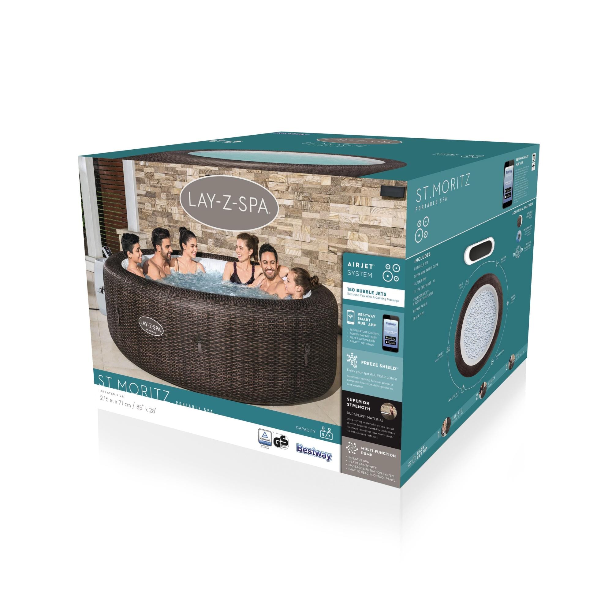 Opblaasbare bubbelbaden Lay-Z Spa Lay-Z-Spa St. Moritz AirJet opblaasbare spa 5-7 personen Bestway 10